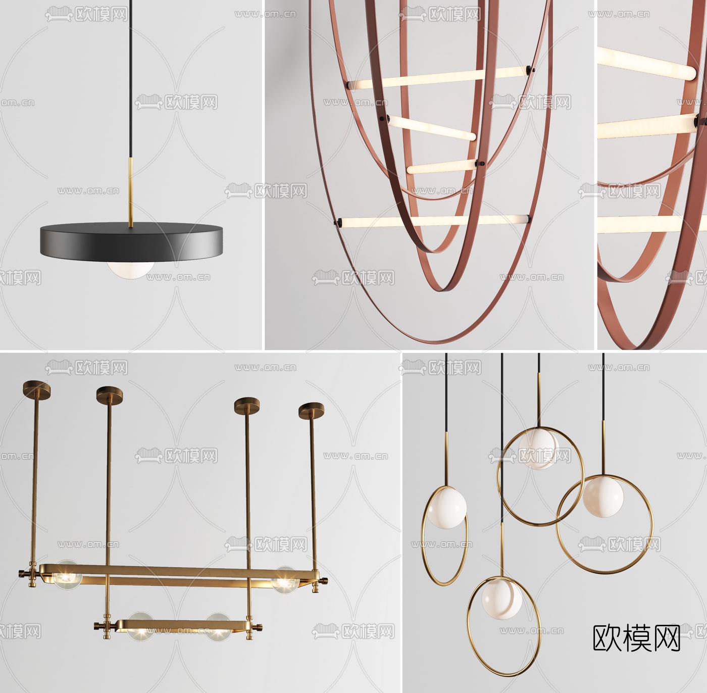现代轻奢金属吊灯3d模型