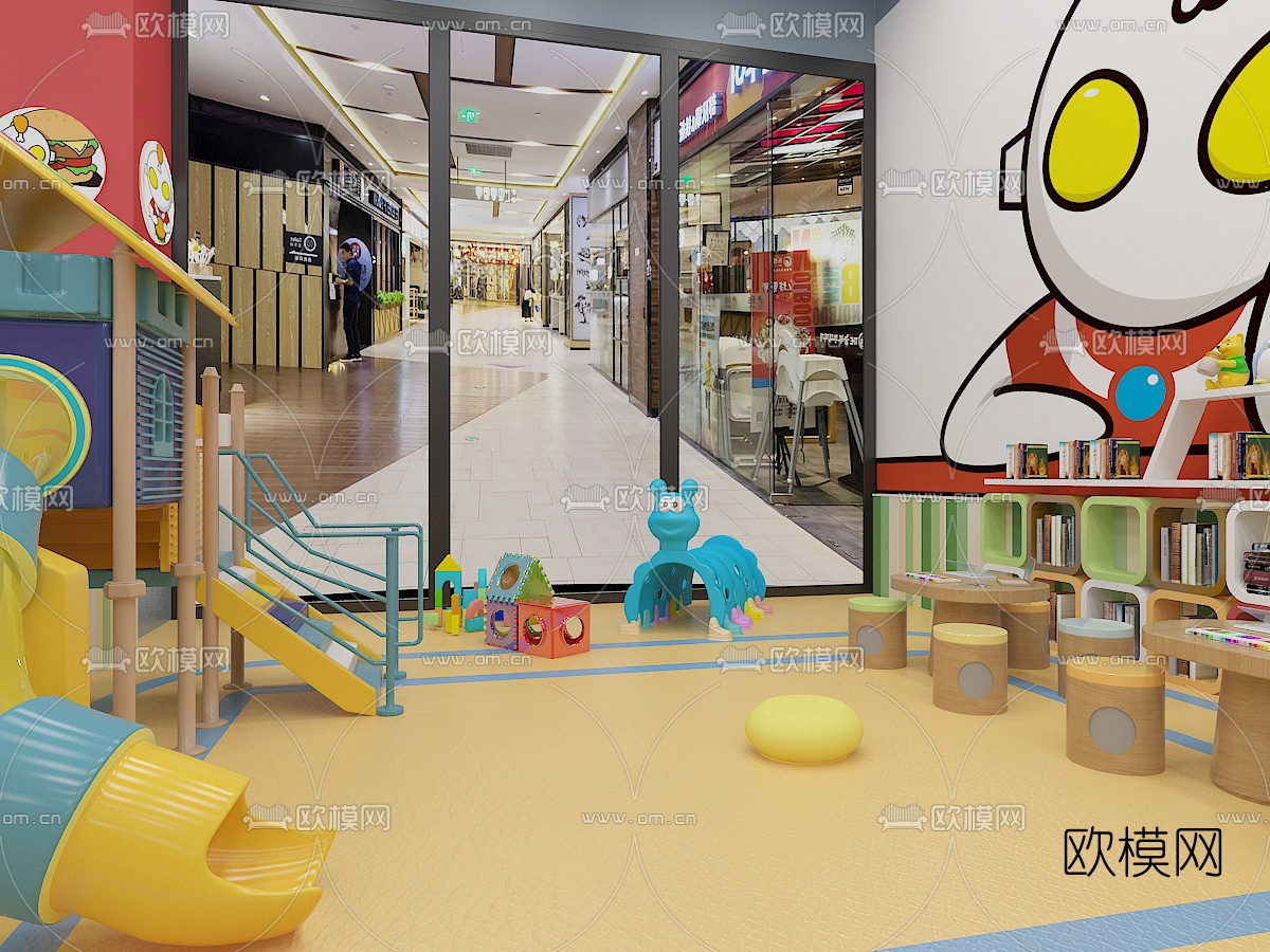 现代奥特曼汉堡店免费3d模型下载（渲染图4）