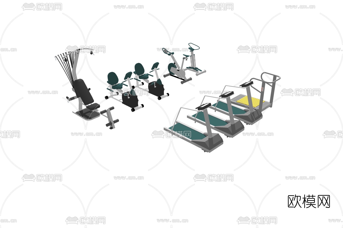 现代健身器材su模型下载