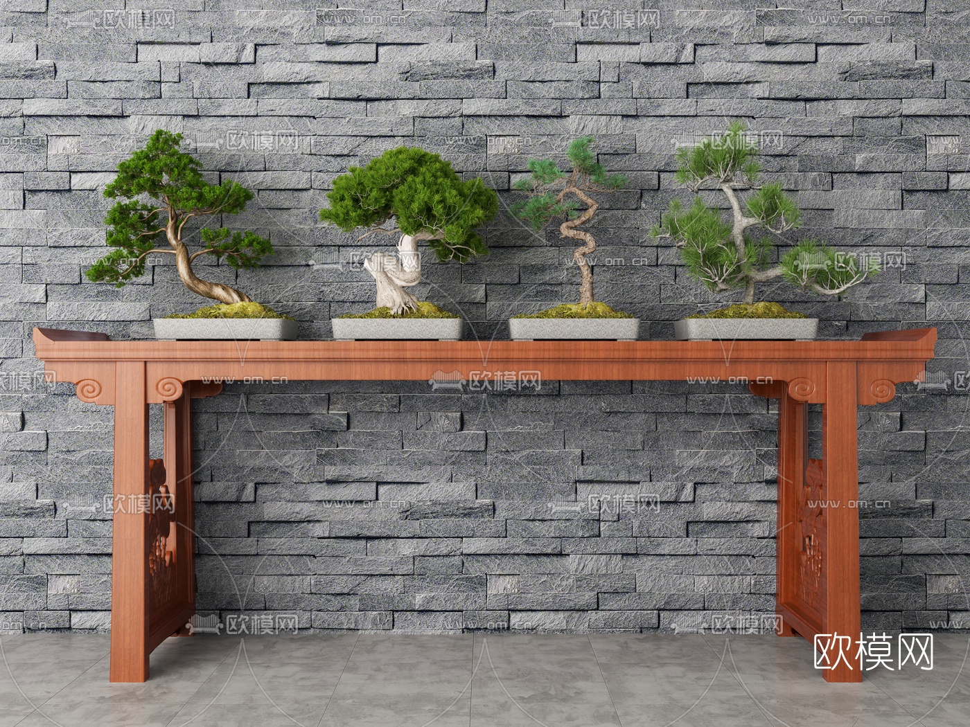 现代松树盆栽园艺小品3d模型下载（渲染图3）