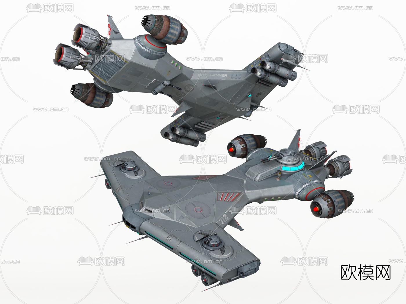 现代宇宙飞船战机玩具3d模型下载