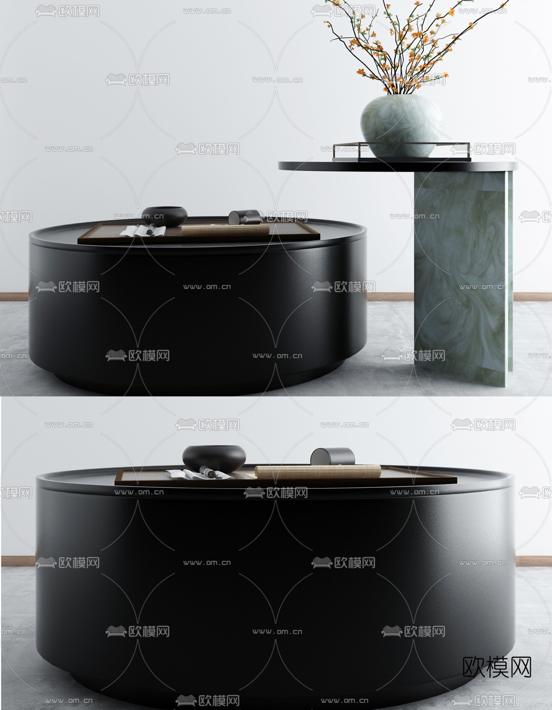 现代圆形简易茶几3d模型