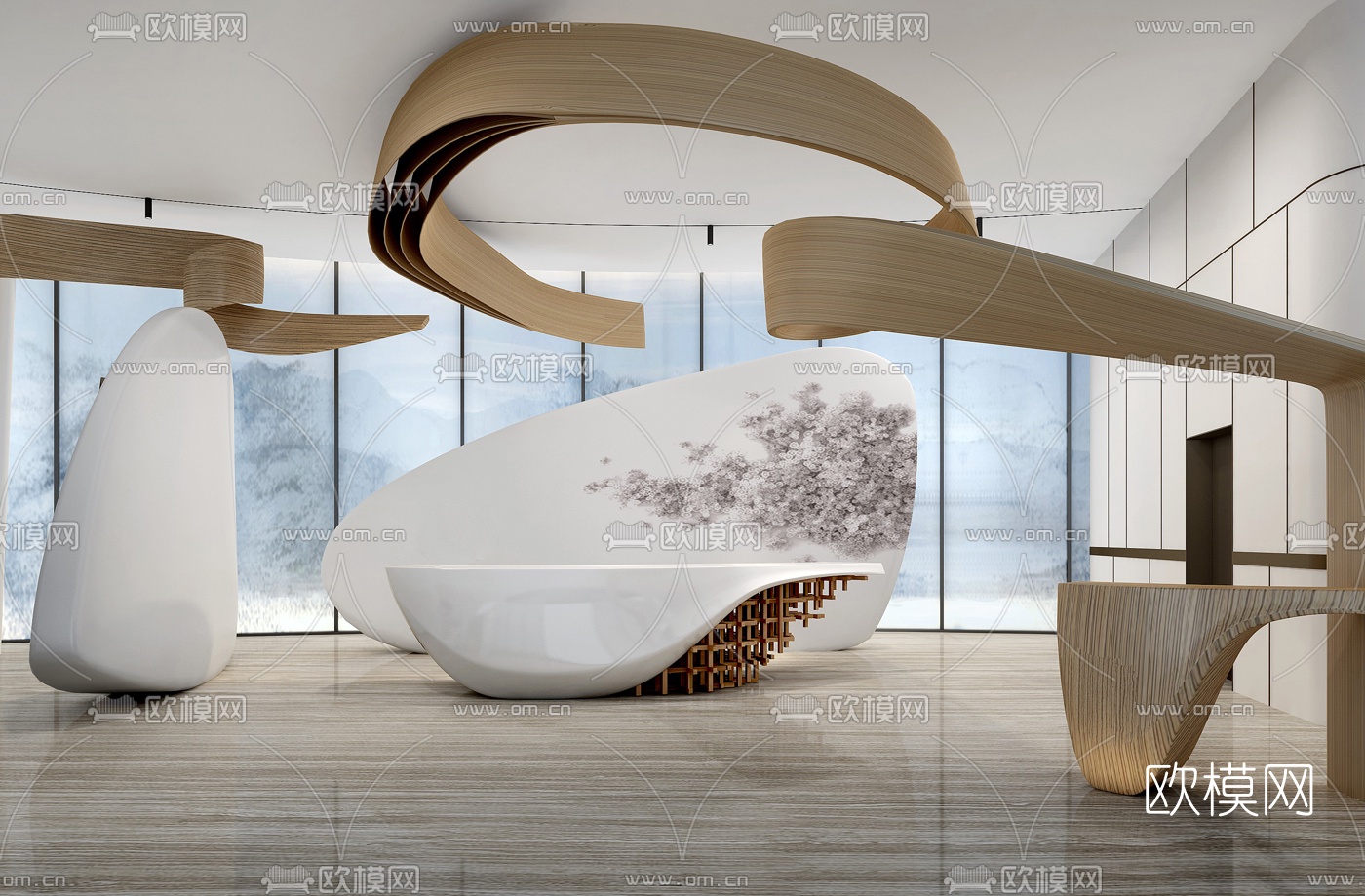 现代售楼处大厅3d模型