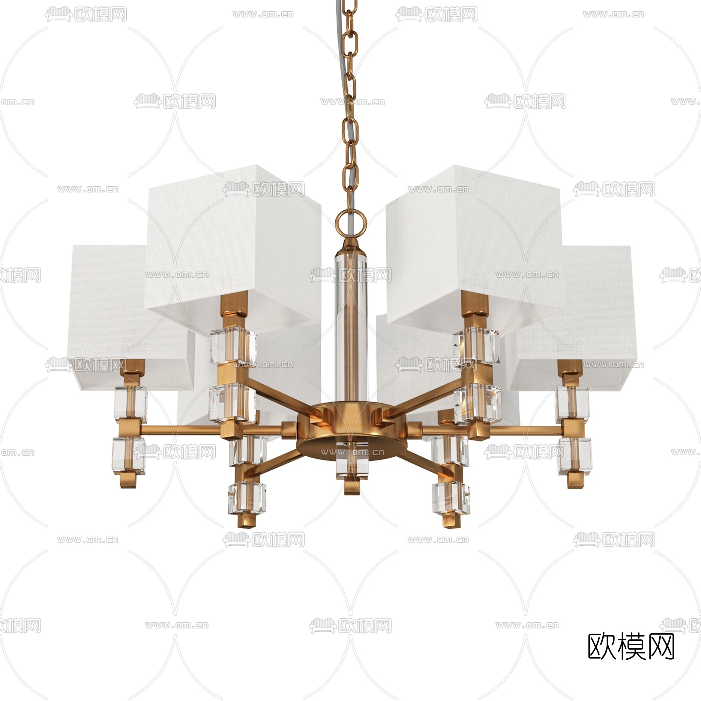 现代金属多头吊灯3d模型