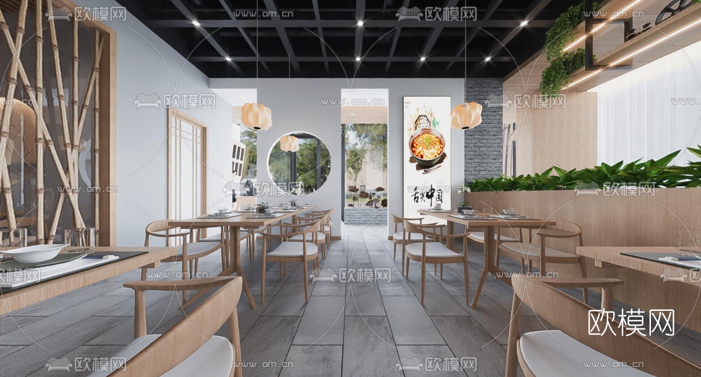 新中式中餐厅cr全景3d模型