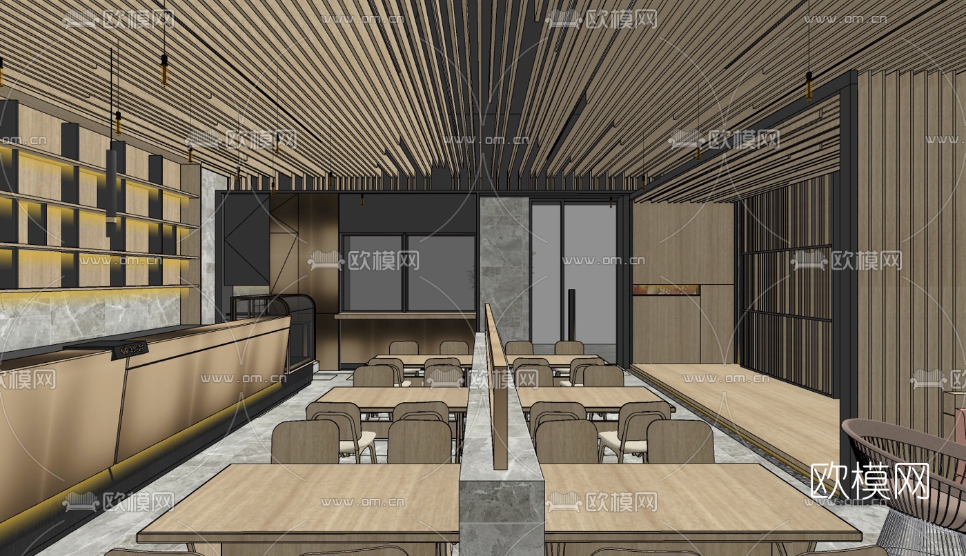 日式料理店su模型