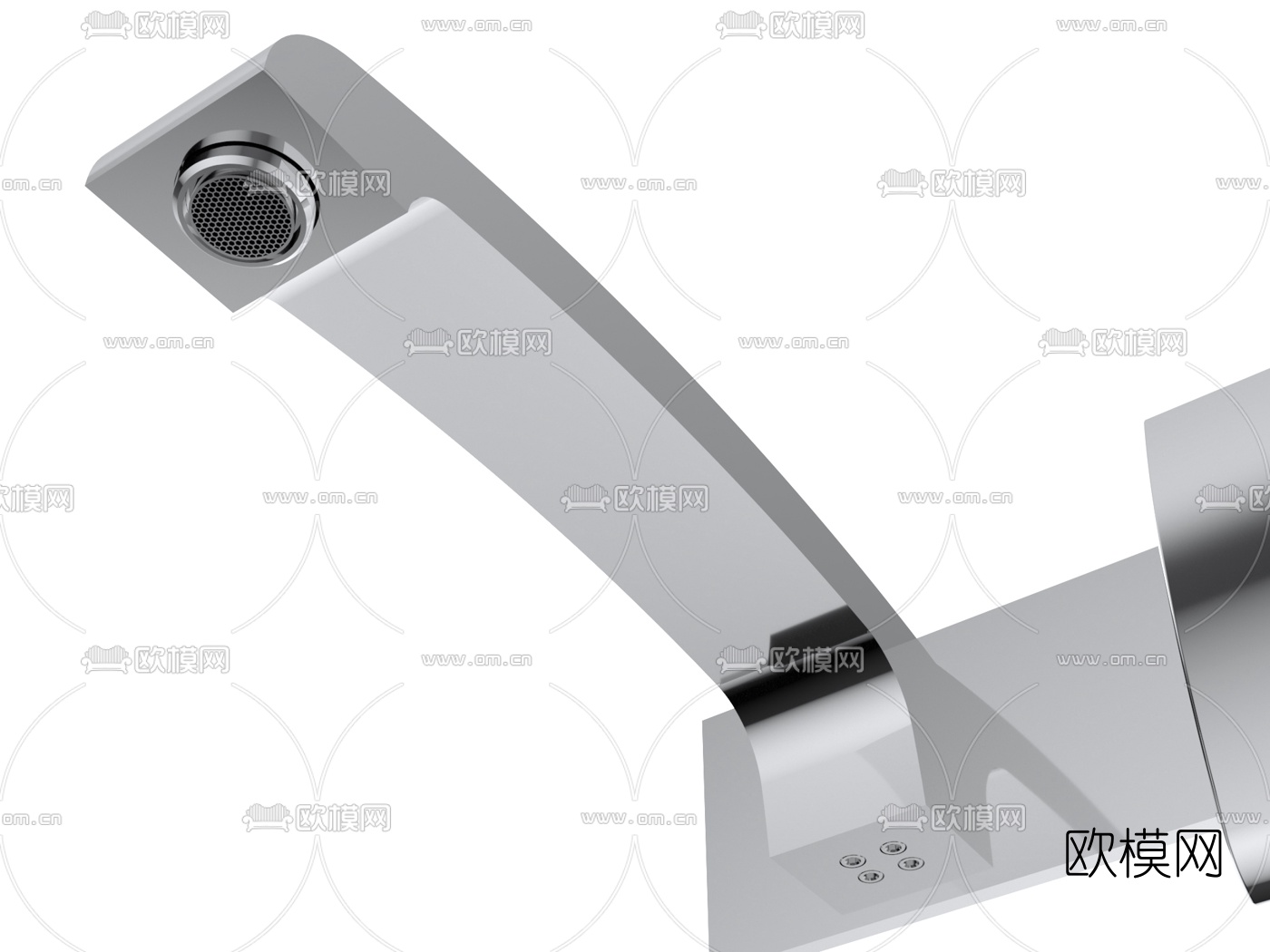 现代不锈钢壁挂式水龙头3d模型下载（渲染图4）