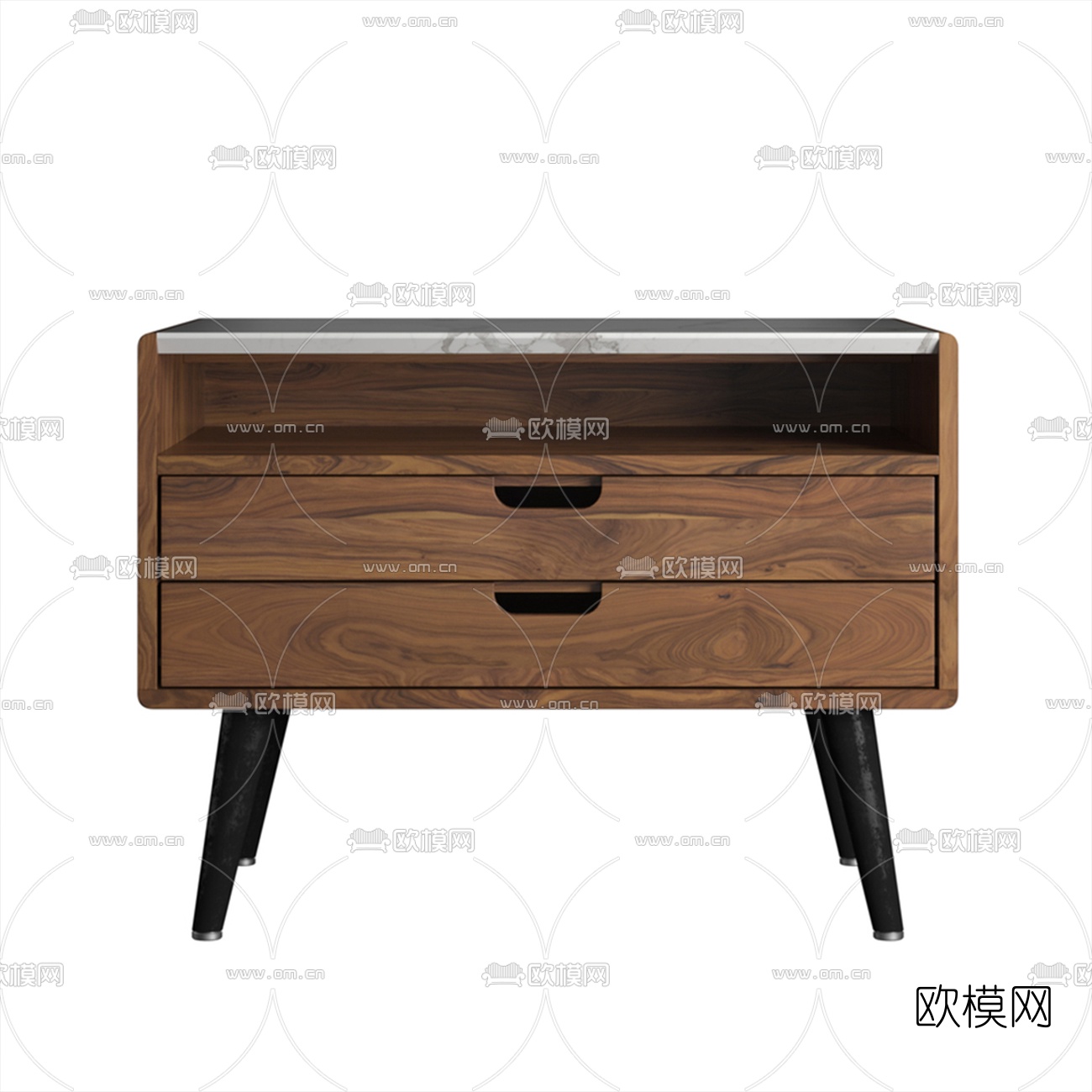 北欧原木床头柜3d模型下载（渲染图2）