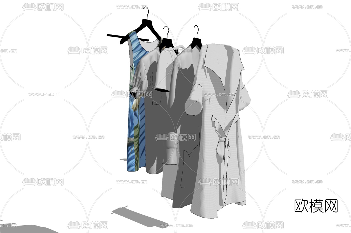 现代睡衣免费su模型下载