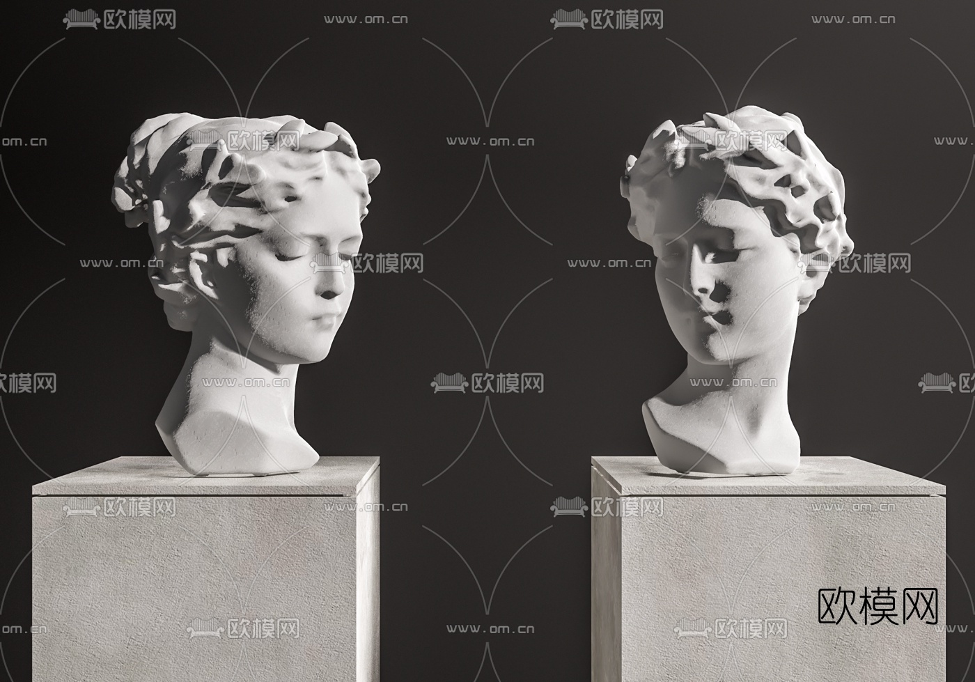 现代石膏人像雕塑su模型