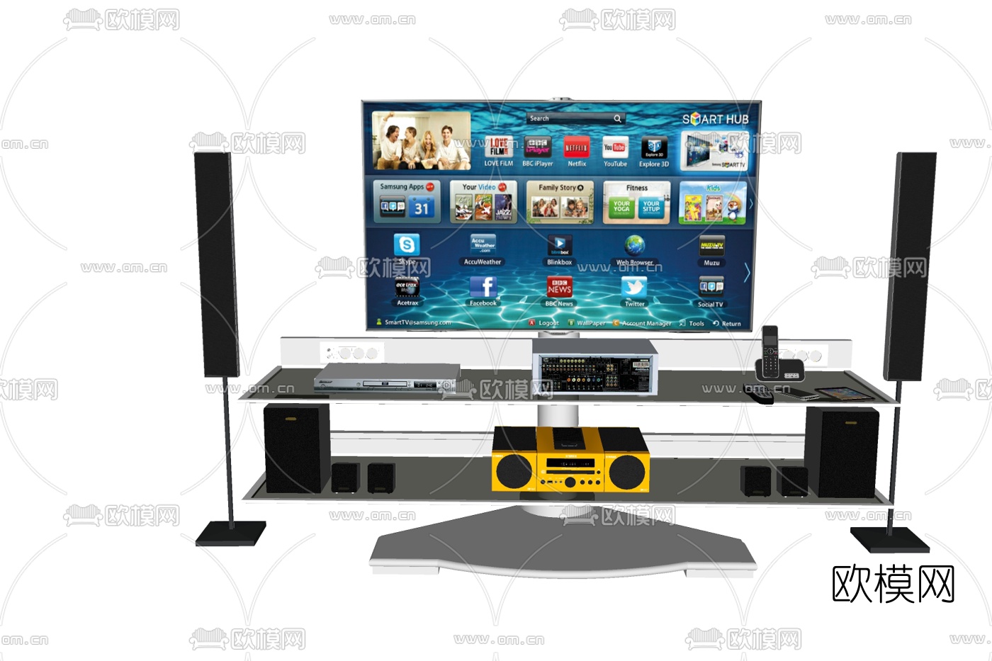 现代液晶电视su模型下载