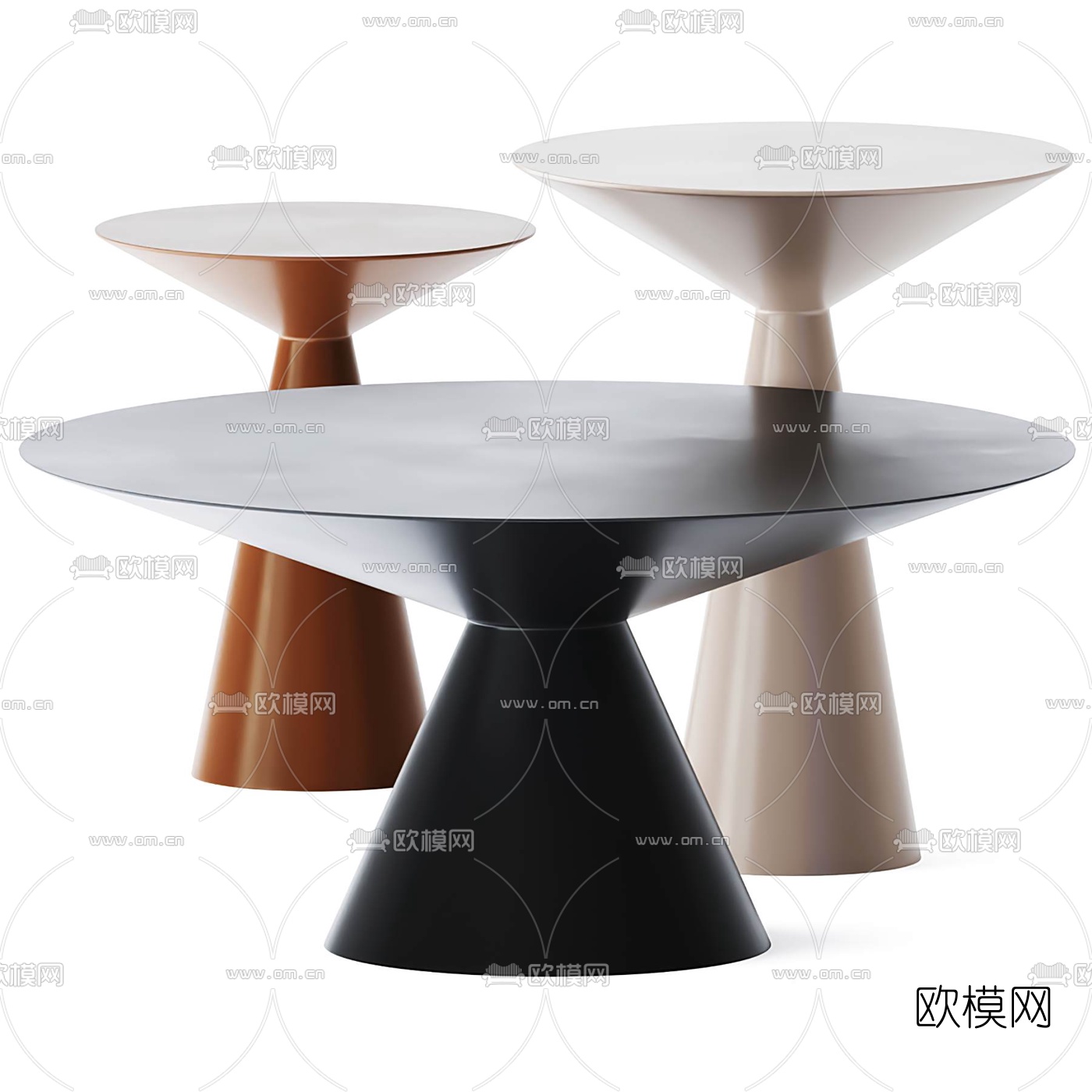 现代茶几圆几边几3d模型