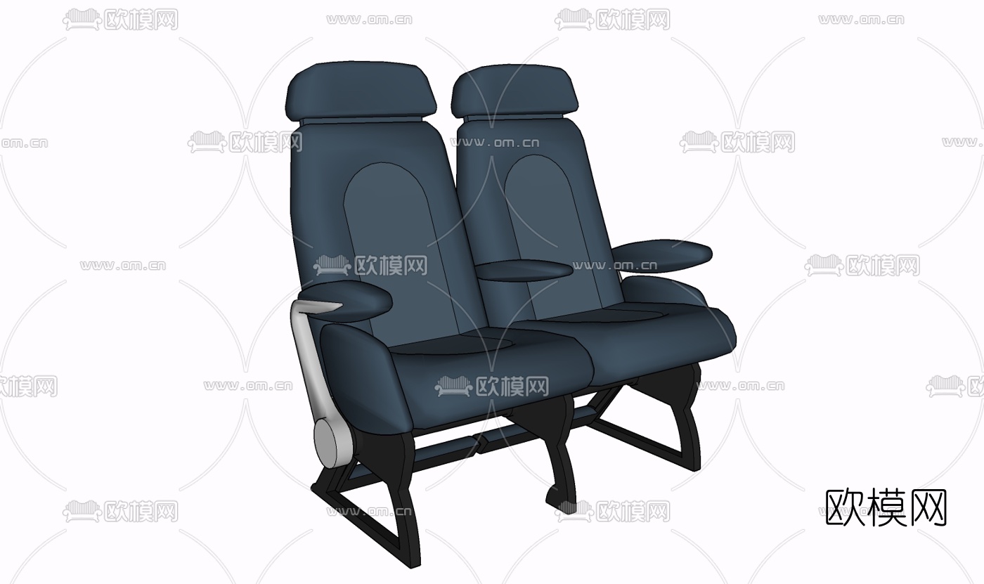 现代皮革卡座公用椅免费su模型下载
