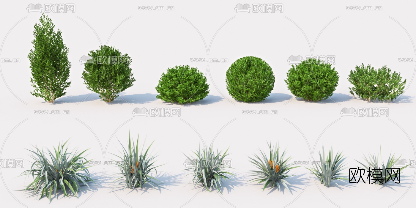 现代园林灌木绿植3d模型下载