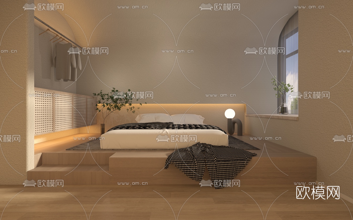 日式榻榻米卧室免费3d模型下载