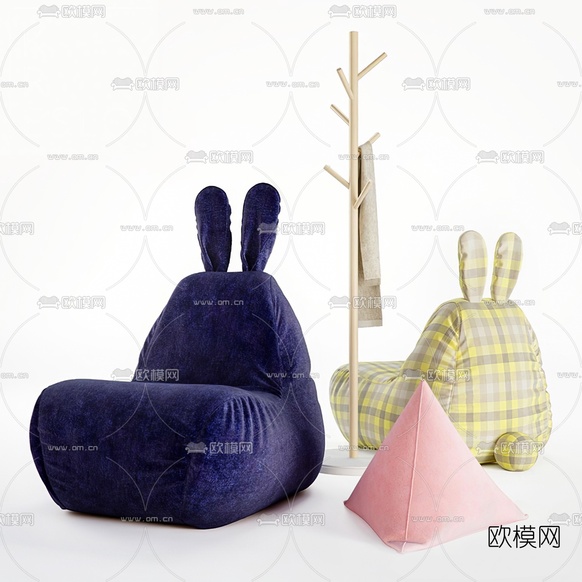 现代布艺懒人沙发3d模型下载