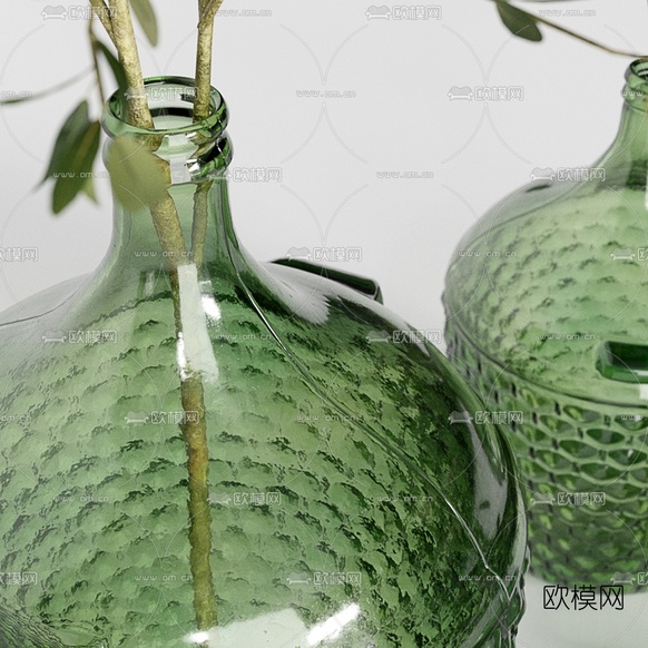 现代绿植花瓶花艺3d模型下载(渲染图3)