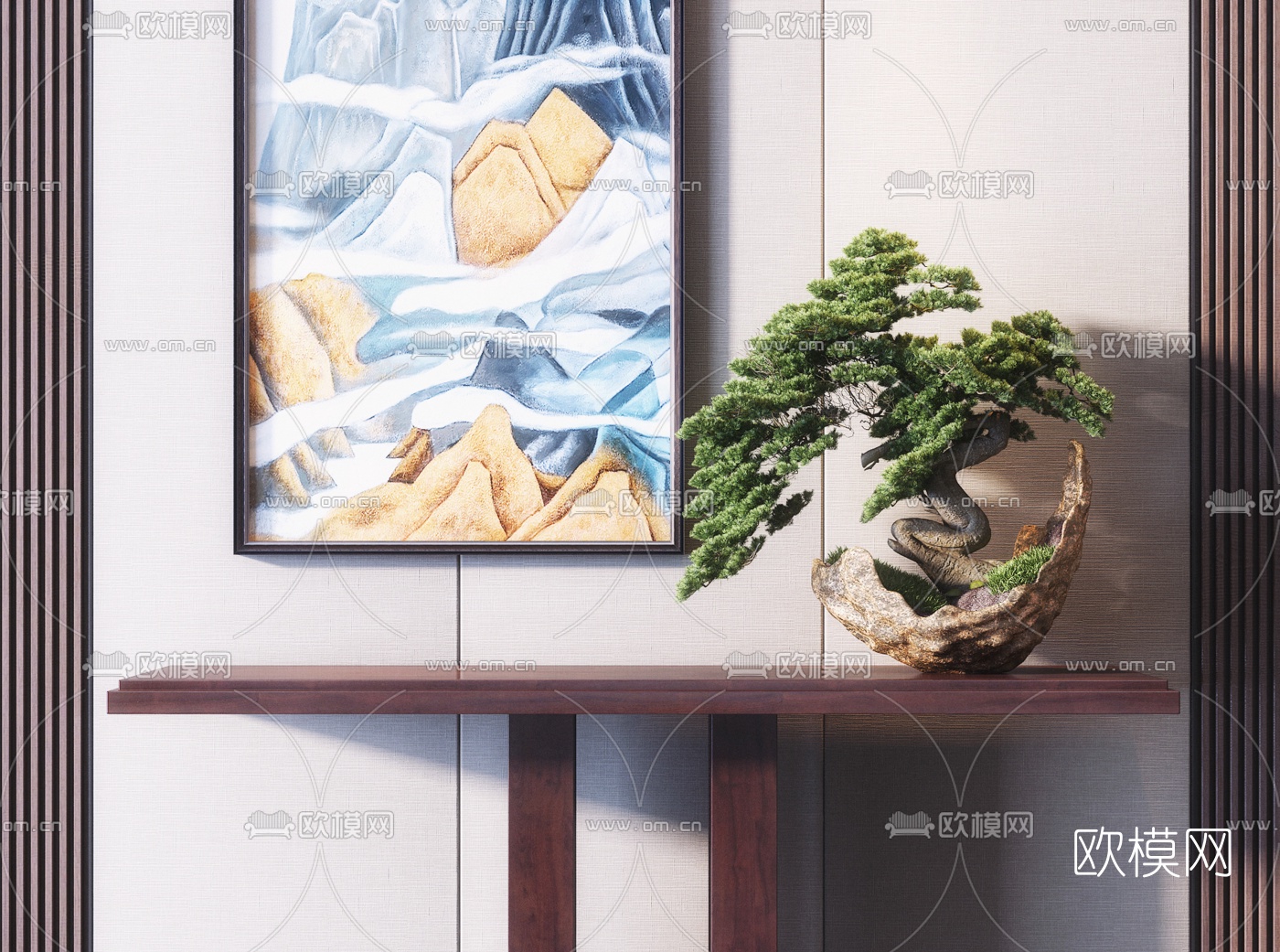 新中式玄关端景台3d模型