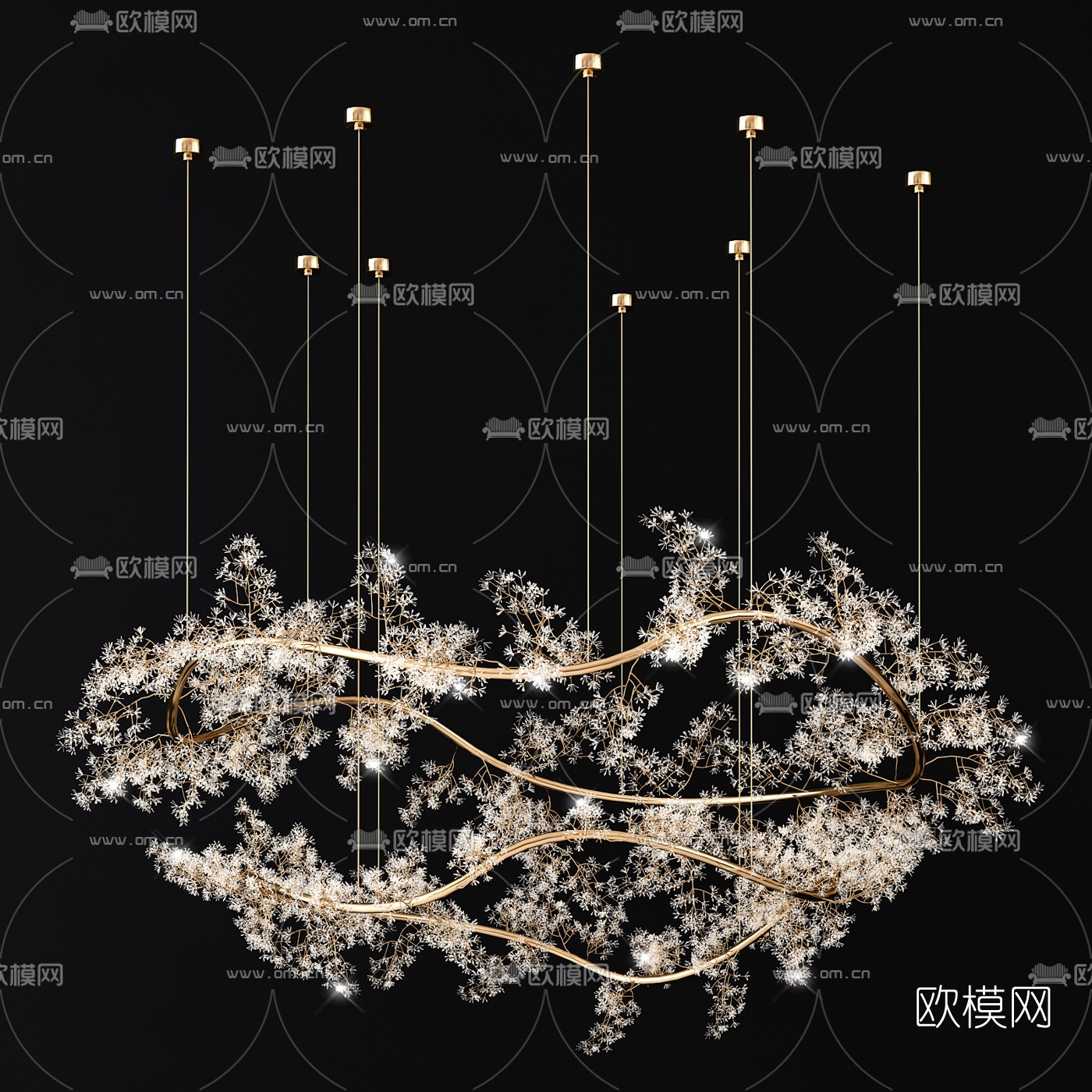 现代艺术水晶装饰吊灯3d模型-免费3dmax模型库-欧模网