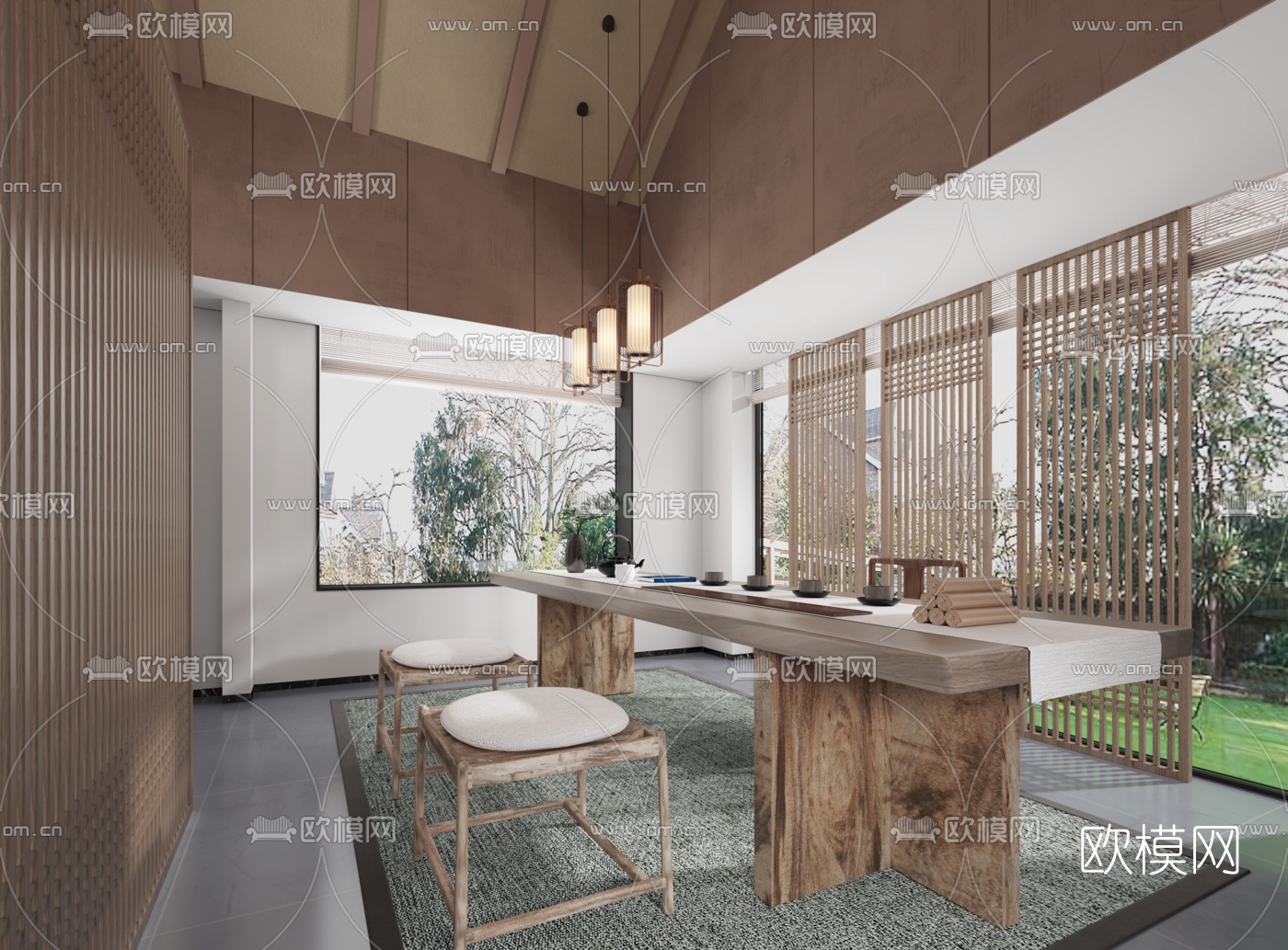 新中式茶室3d模型下载
