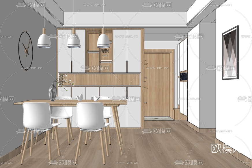 北欧简约餐厅免费su模型下载