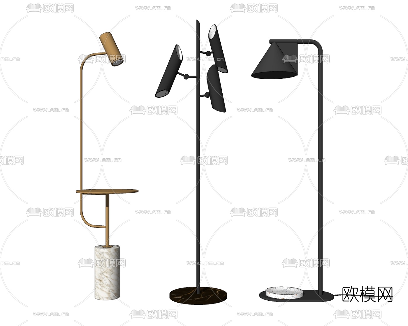 现代金属落地灯su模型下载
