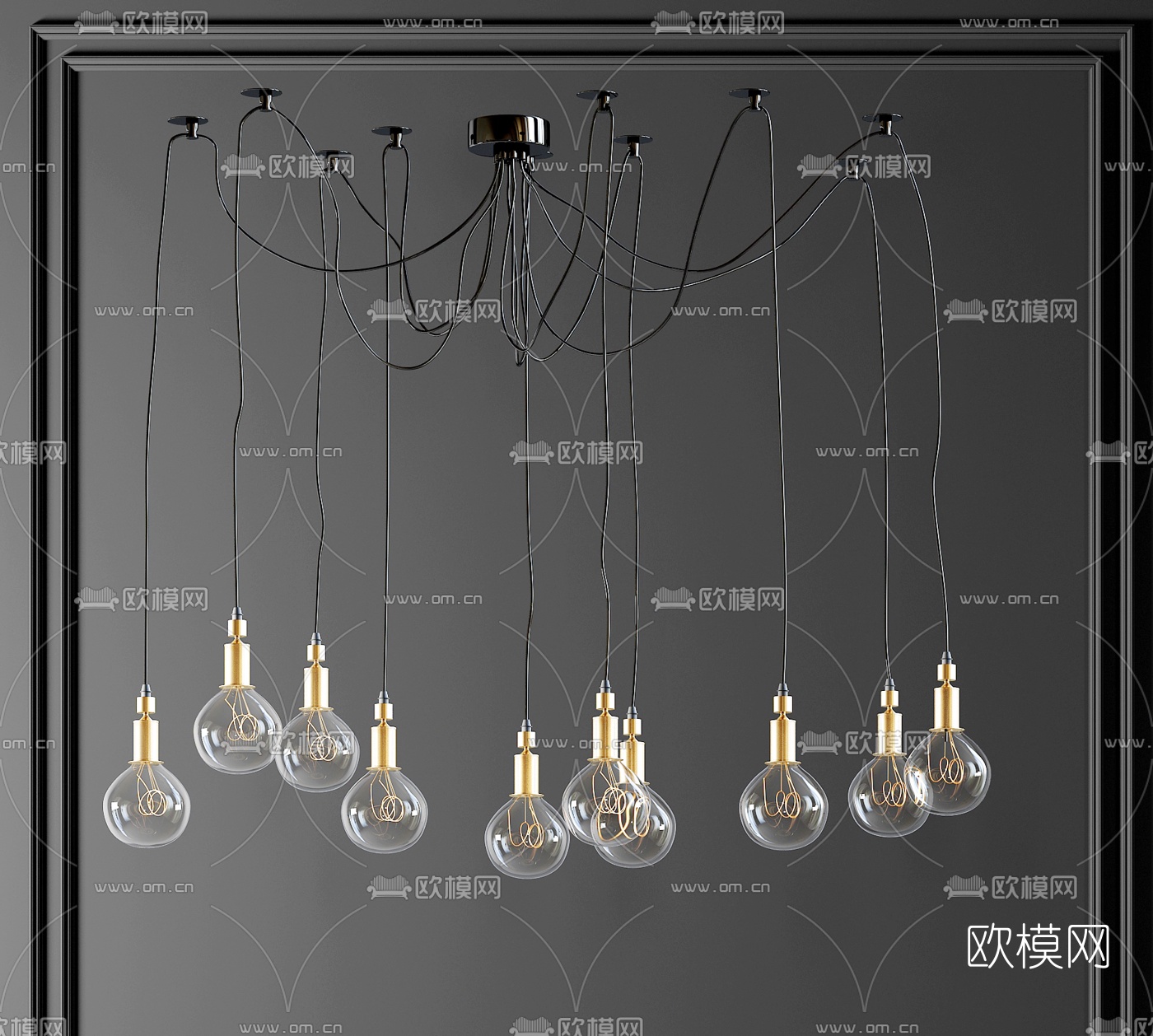 工业风灯泡吊灯3d模型下载