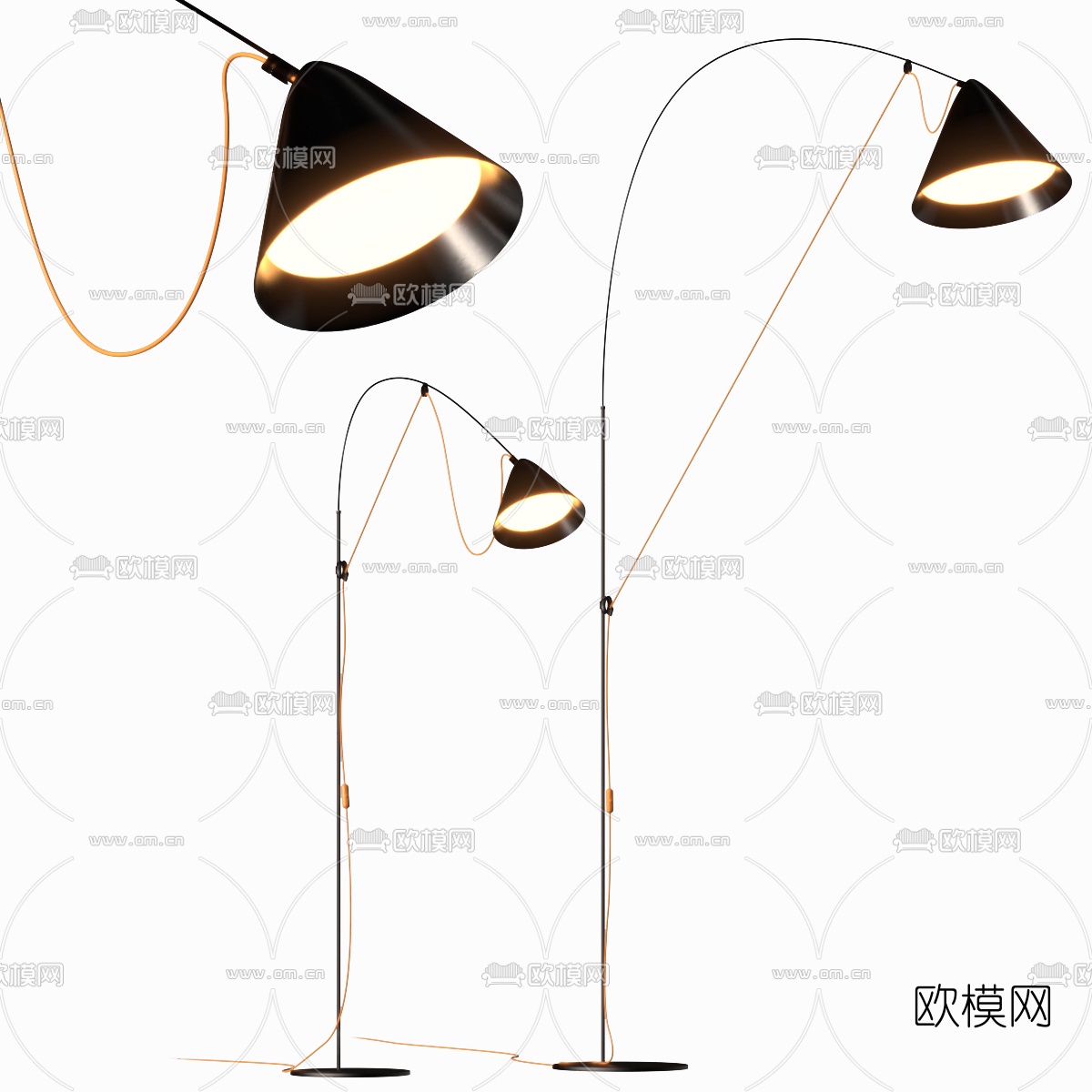 现代金属落地灯3d模型