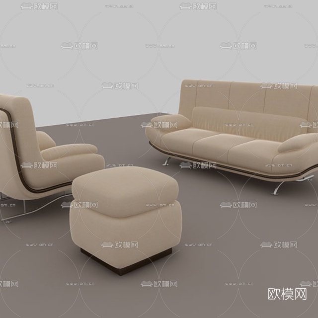 现代皮革组合沙发免费3d模型下载