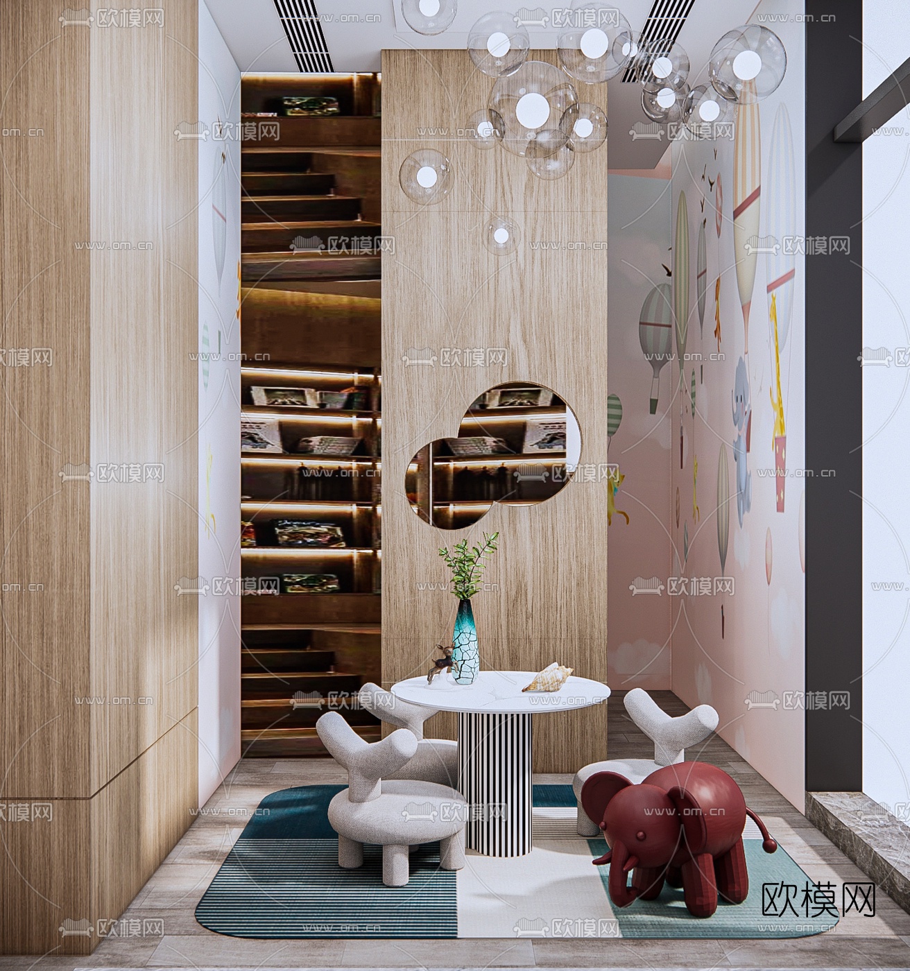 现代儿童活动室su模型下载（渲染图1）