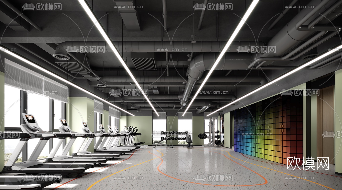 工业风健身房3d模型