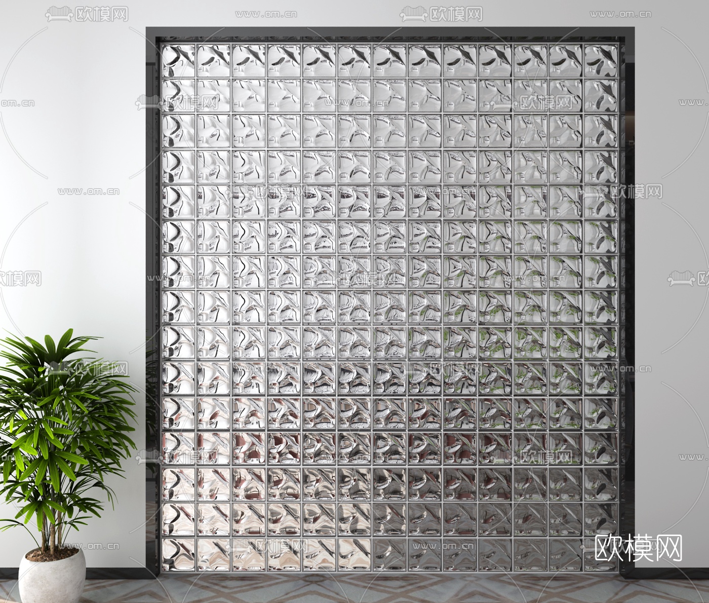 现代玻璃屏风隔断3d模型下载（渲染图3）