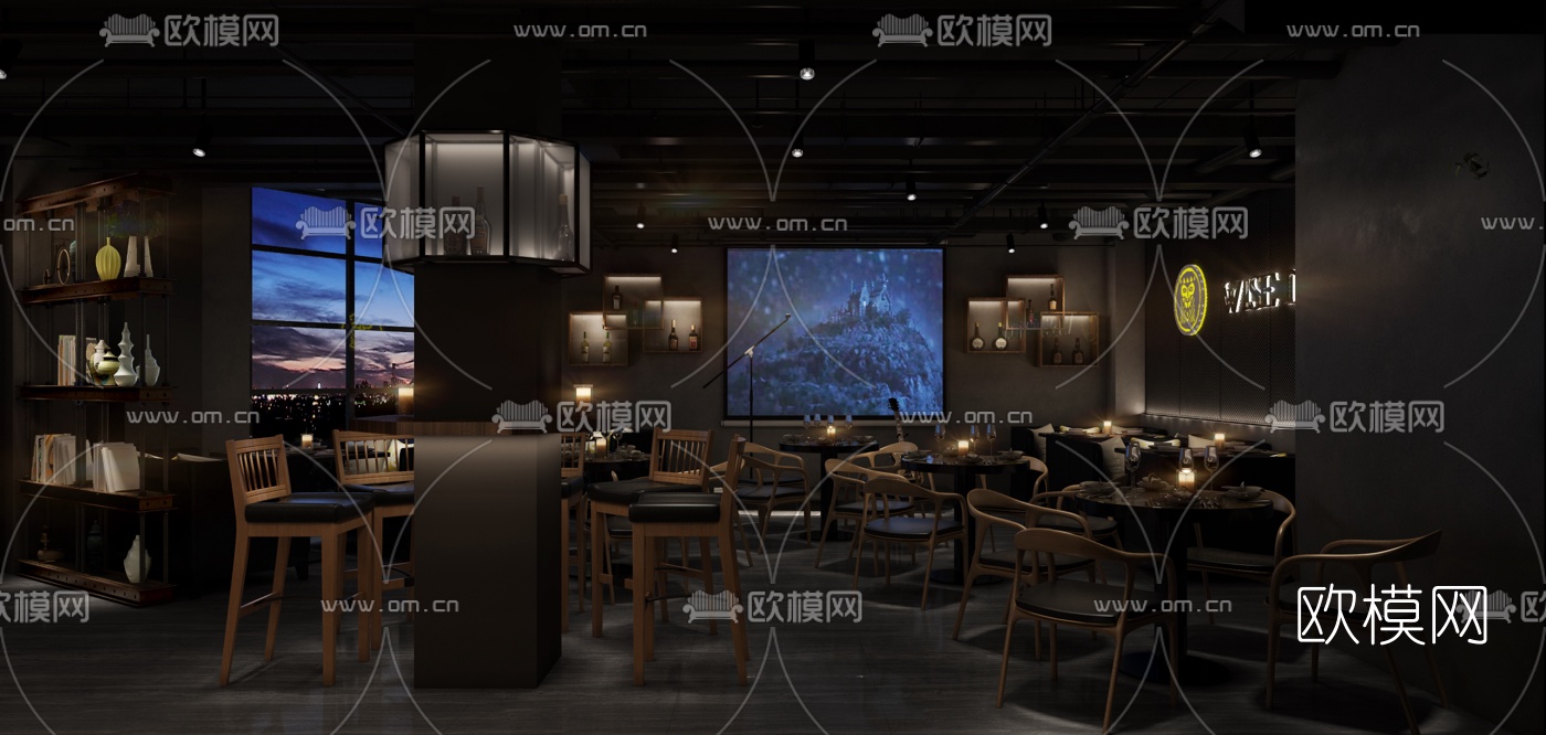 工业风音乐清吧3d模型