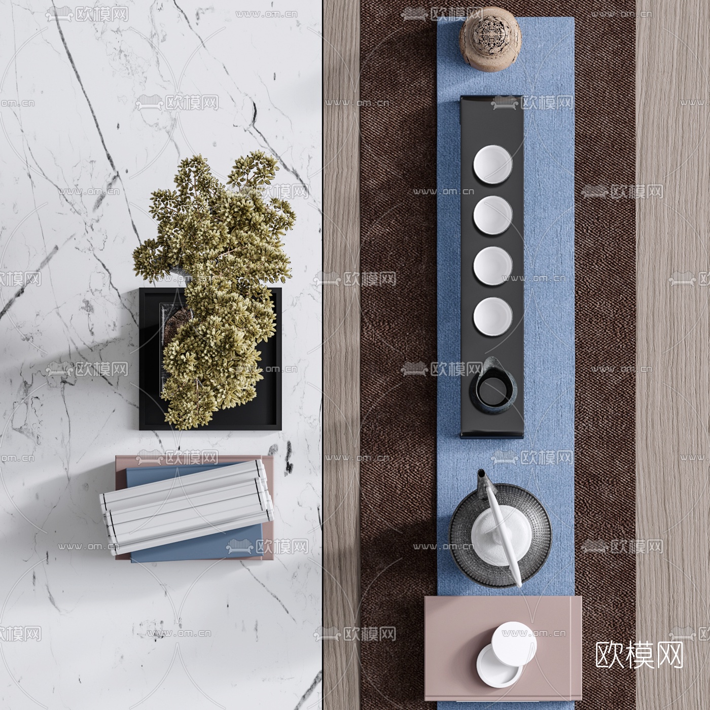 新中式茶具摆件3d模型