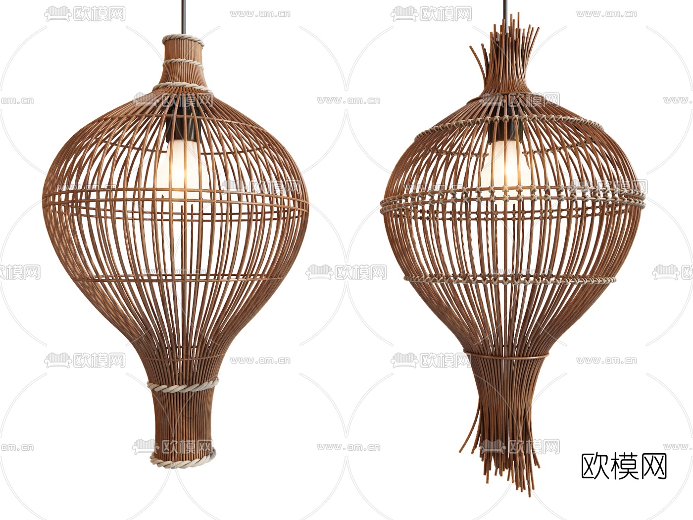 东南亚藤编吊灯3d模型下载