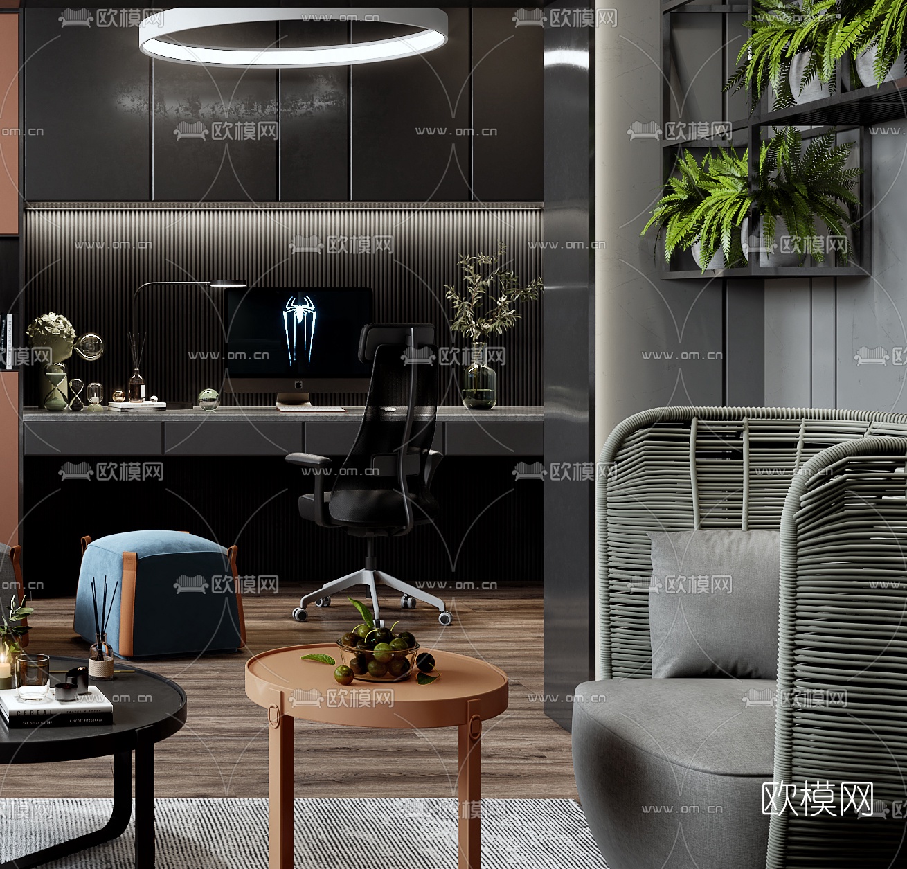 现代公寓客厅3d模型下载（渲染图3）