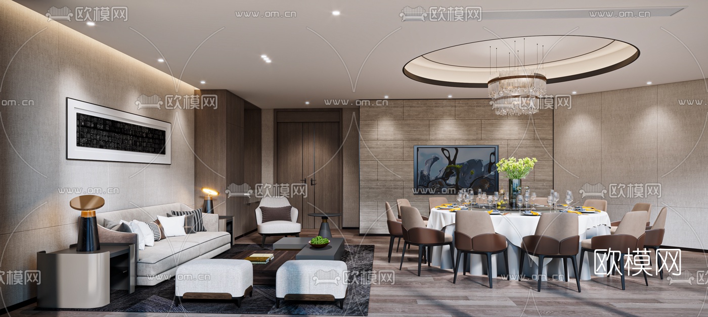 现代酒店餐厅包房3d模型