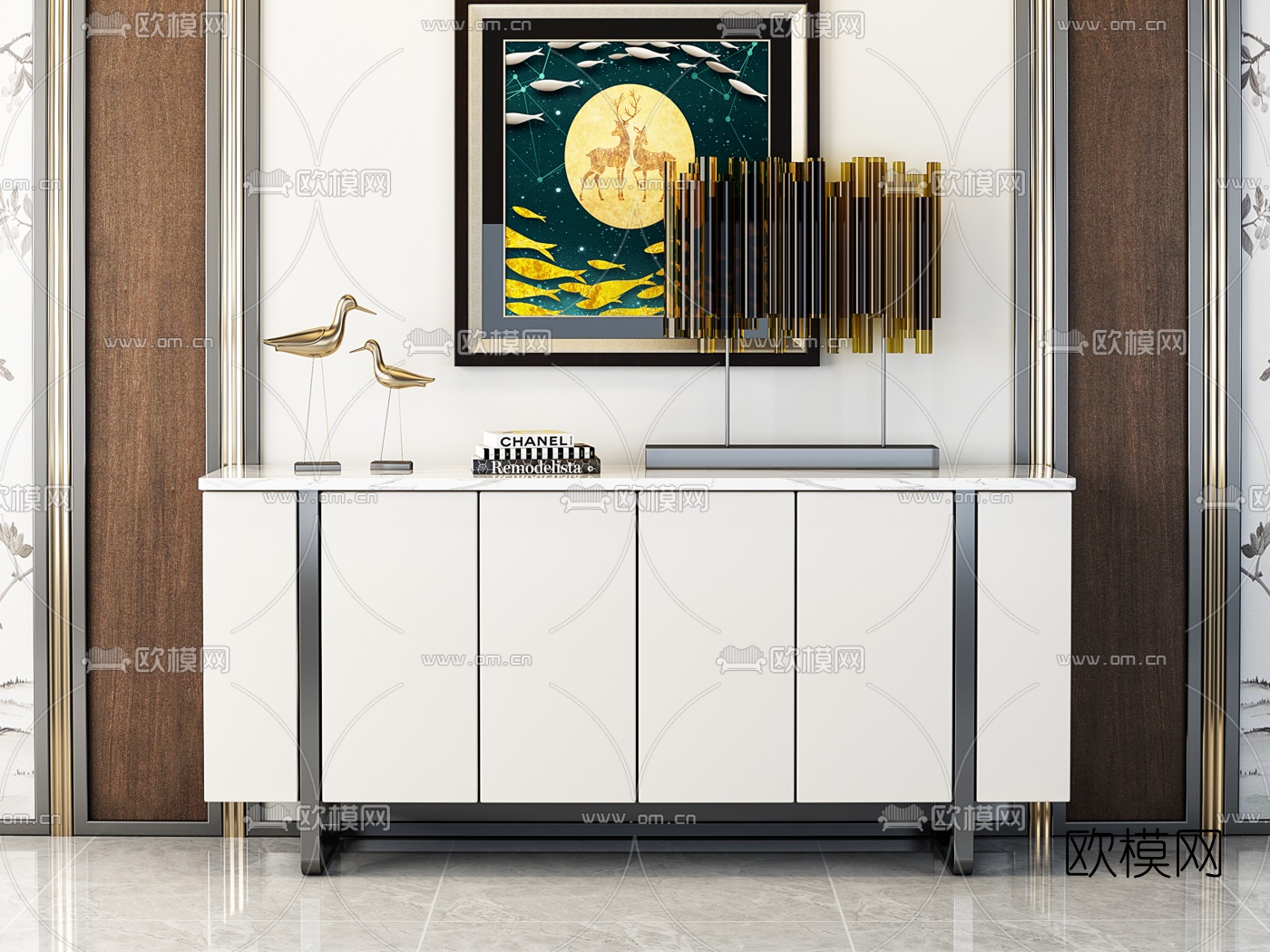 现代大理石简易电视柜3d模型下载