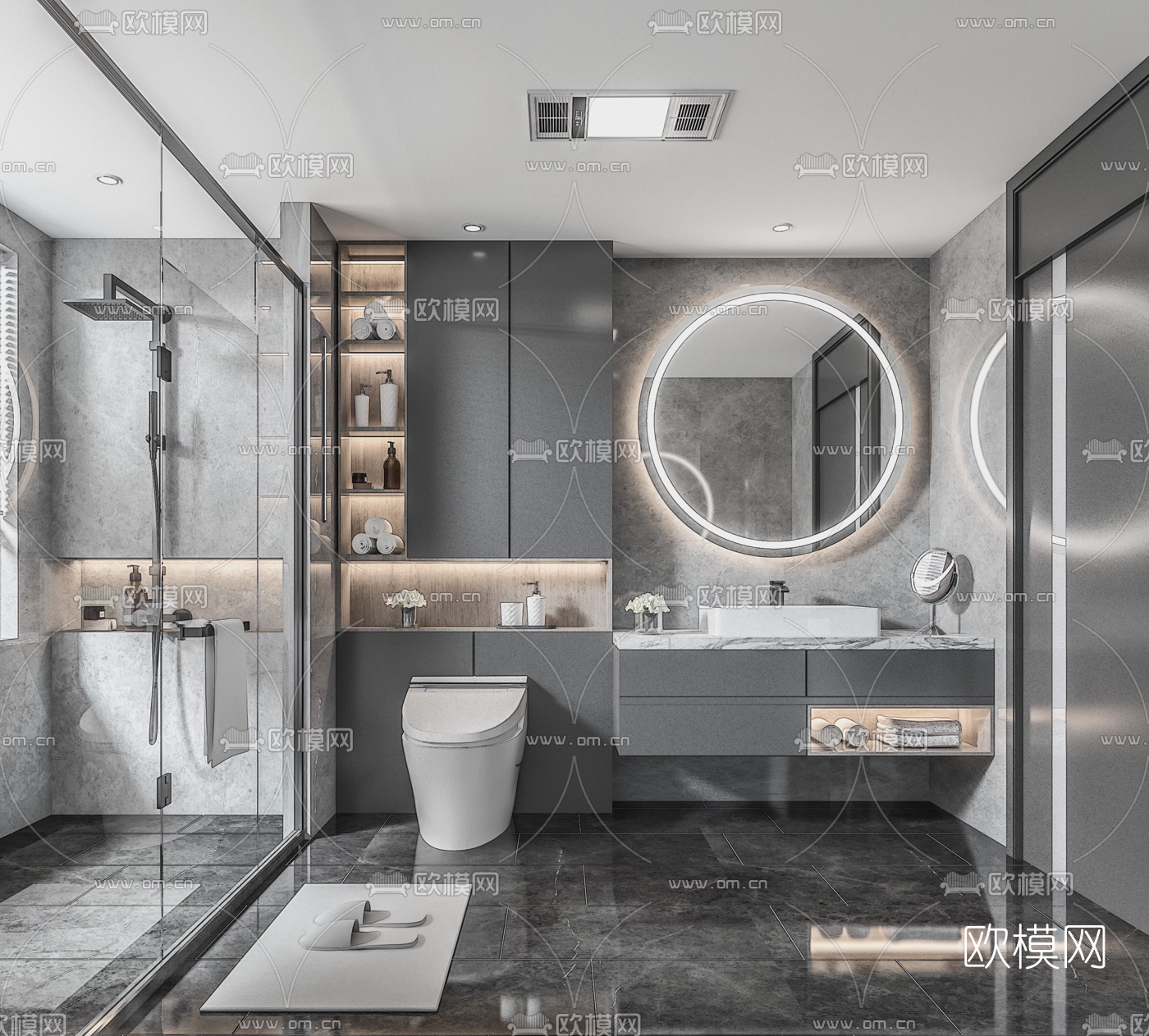 现代卫生间浴室su模型下载（渲染图1）