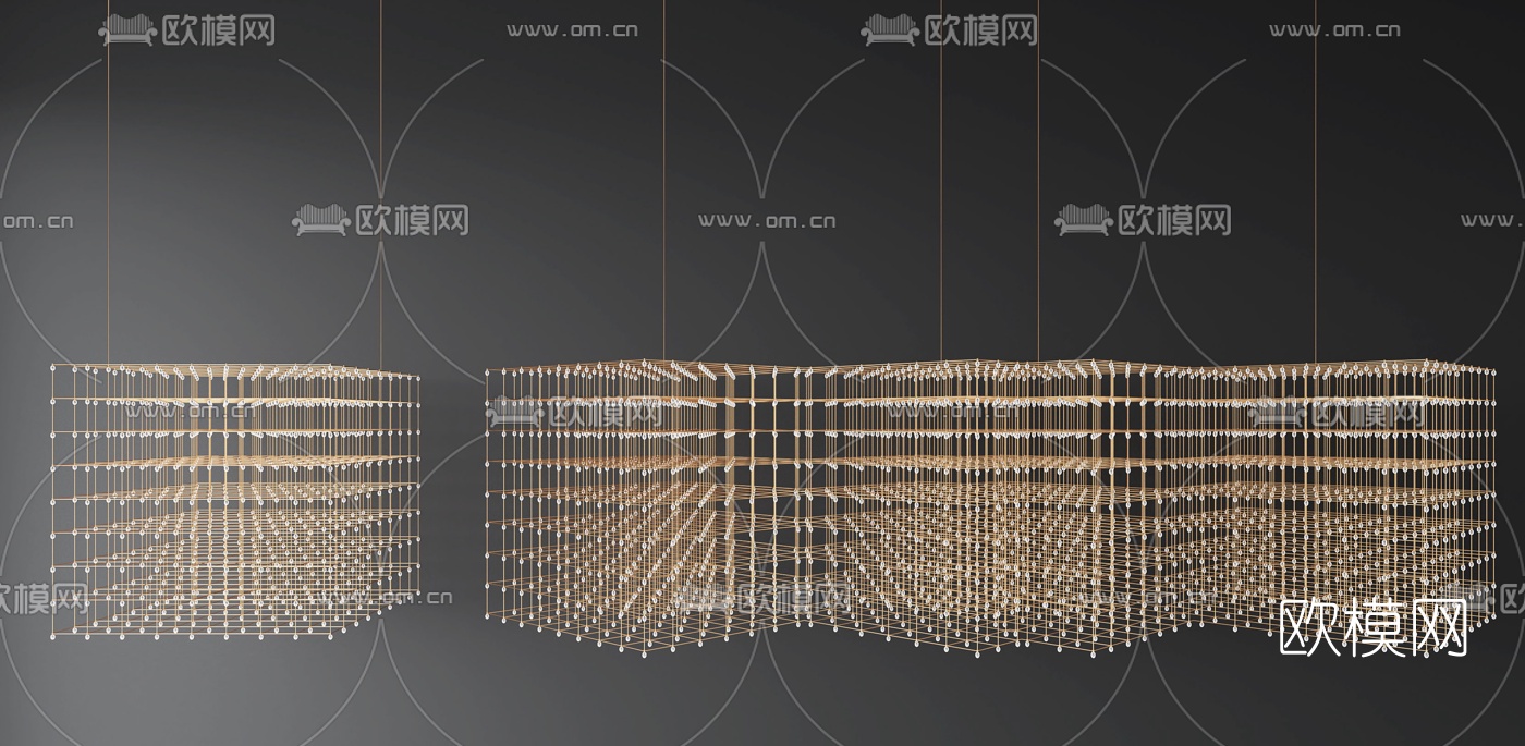 现代几何立方体矩阵装饰吊灯3d模型下载