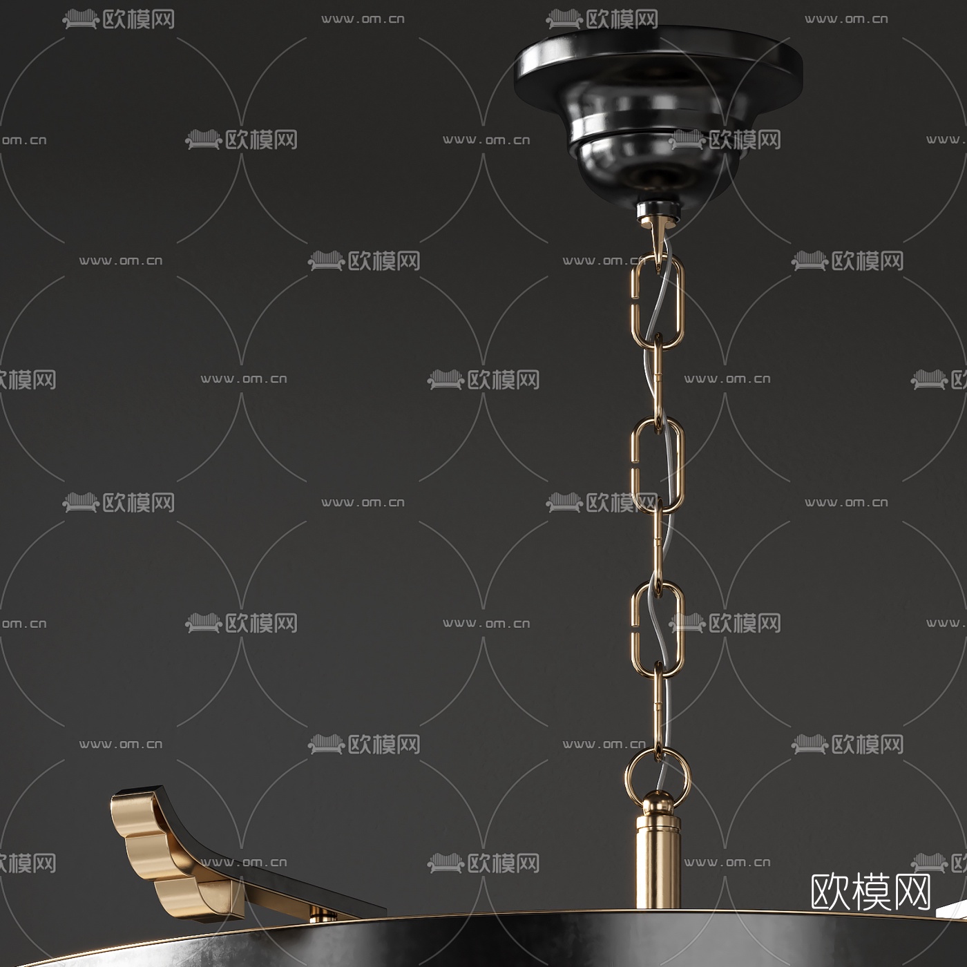 新中式水晶吊灯3d模型下载（渲染图2）