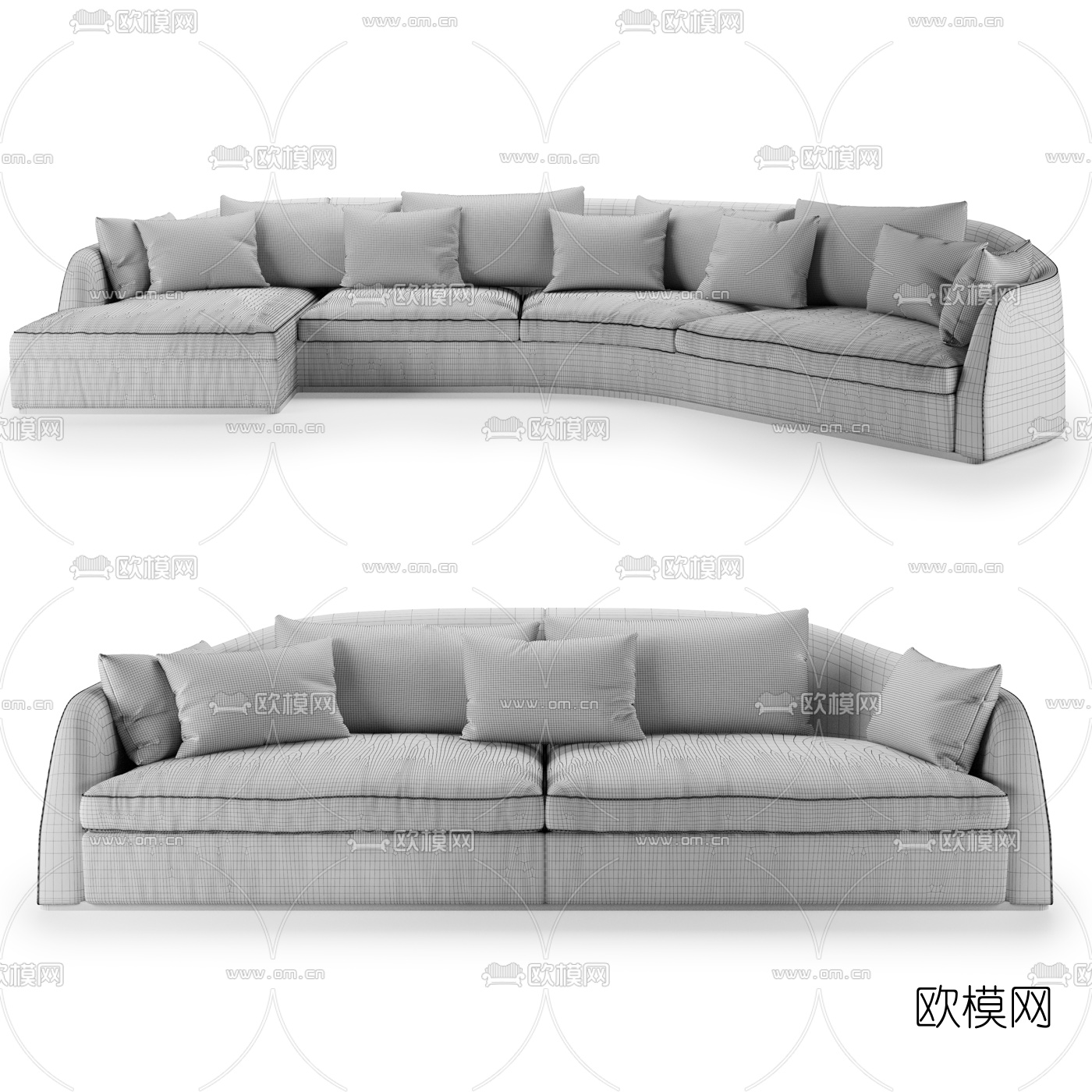 现代布艺多人沙发3d模型下载（渲染图4）