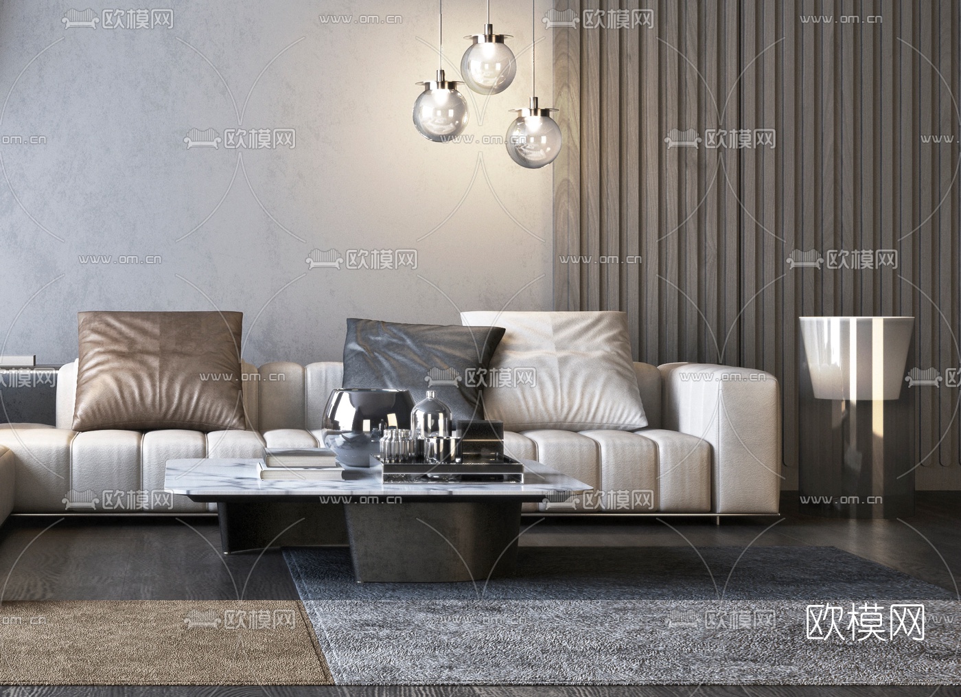 Minotti现代布艺转角多人沙发3d模型下载（渲染图2）