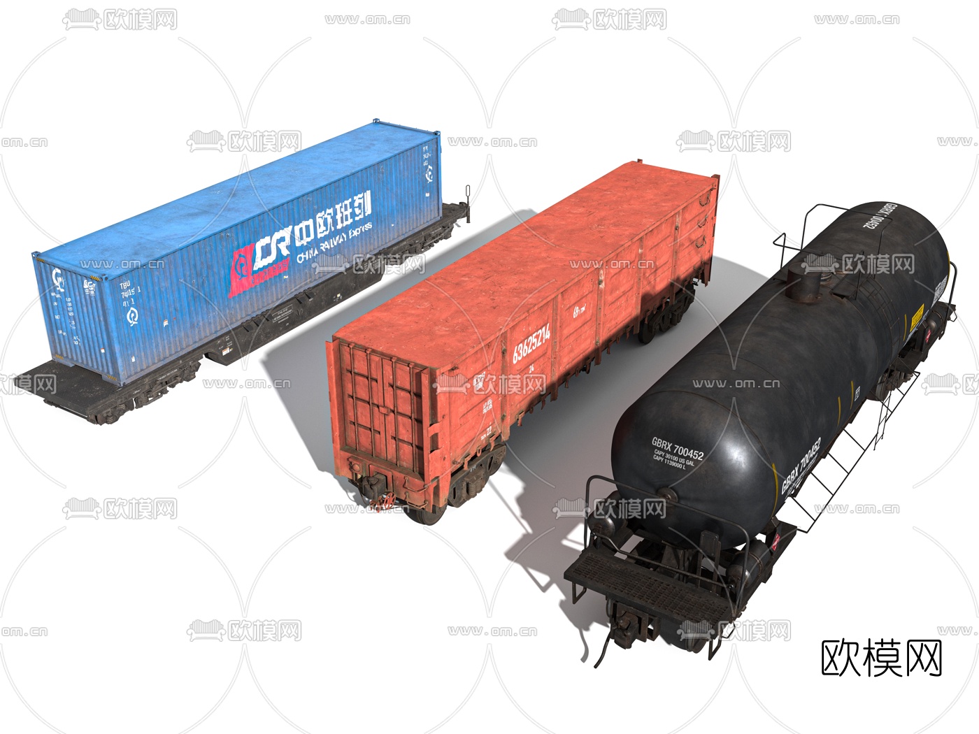 现代火车集装箱油罐3d模型下载