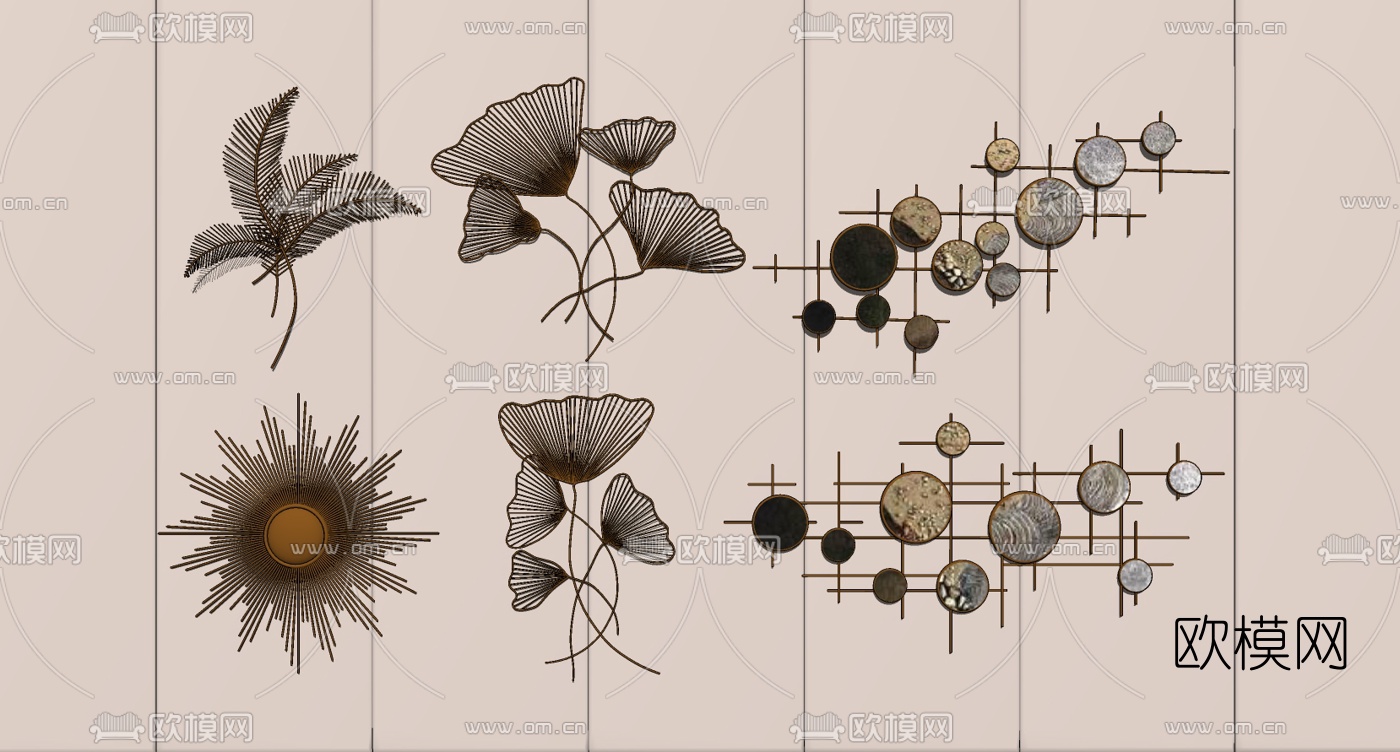 现代轻奢墙饰su模型下载