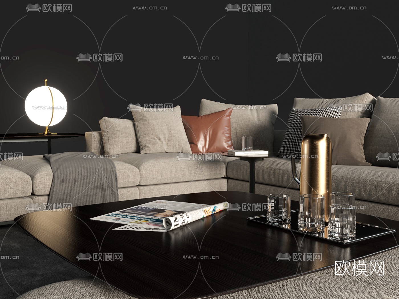 现代沙发茶几组合3d模型