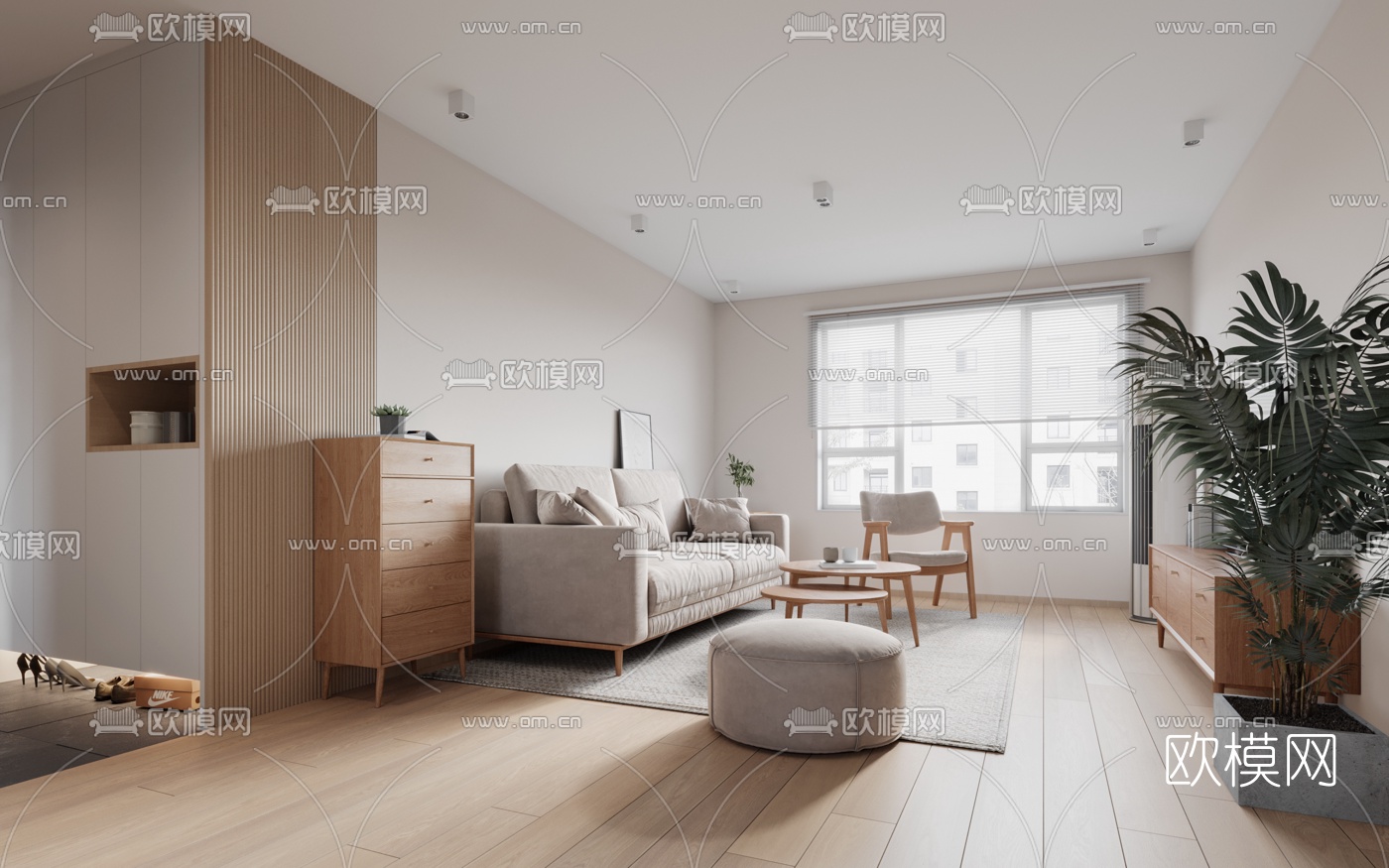 日式简约客厅餐厅3d模型