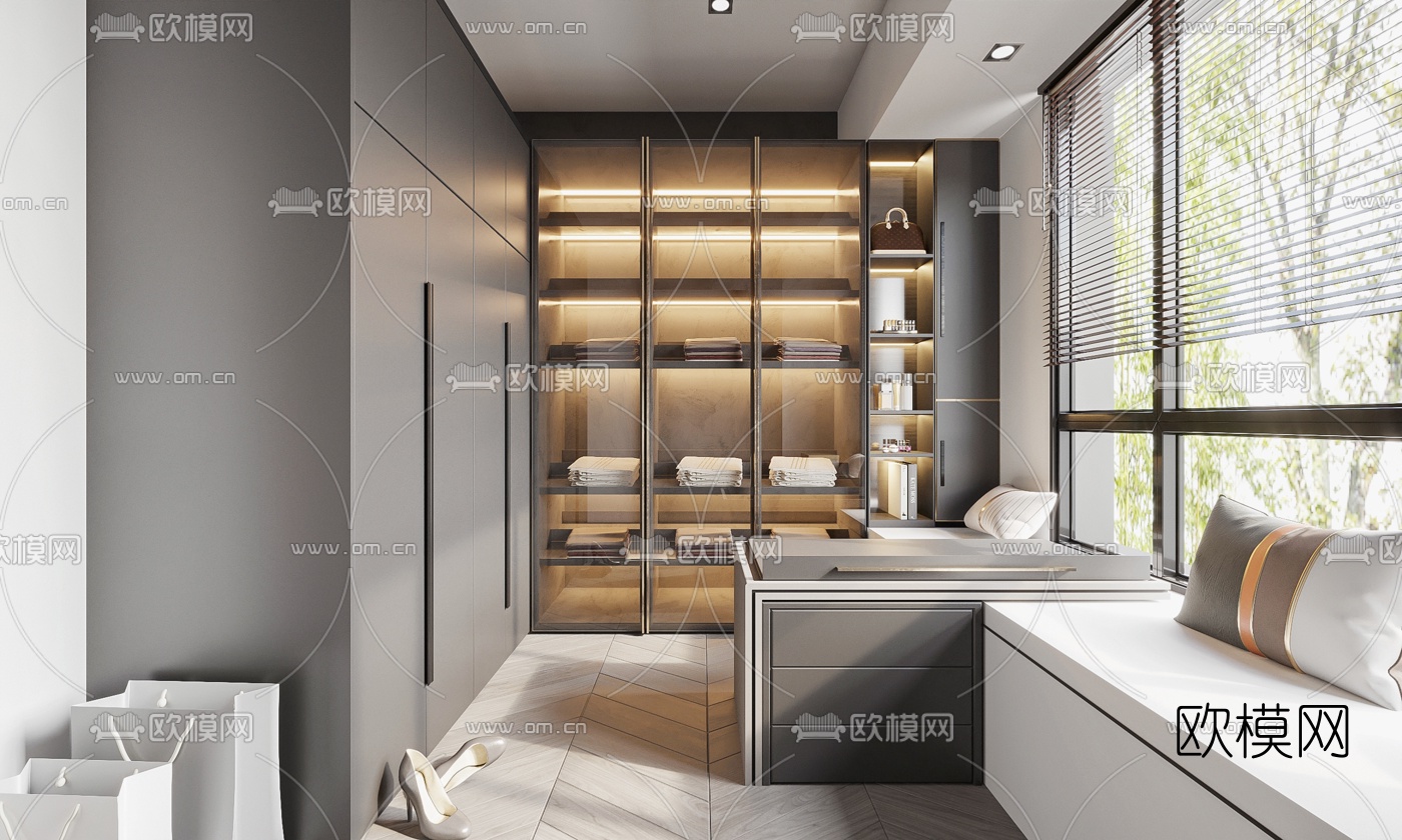 现代衣帽间3d模型下载