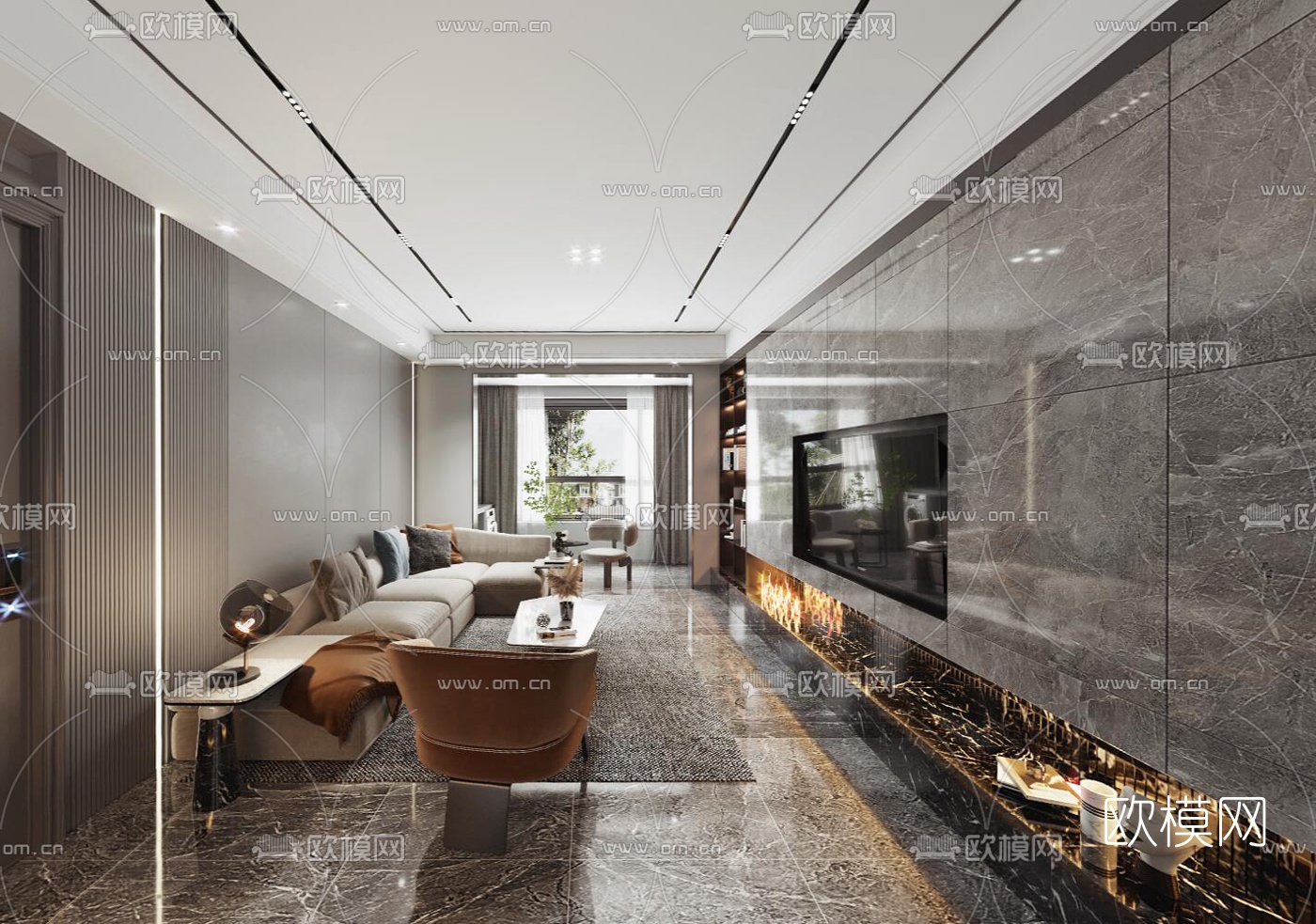 现代客厅餐厅vr全景3d模型-免费3dmax模型库-欧模网