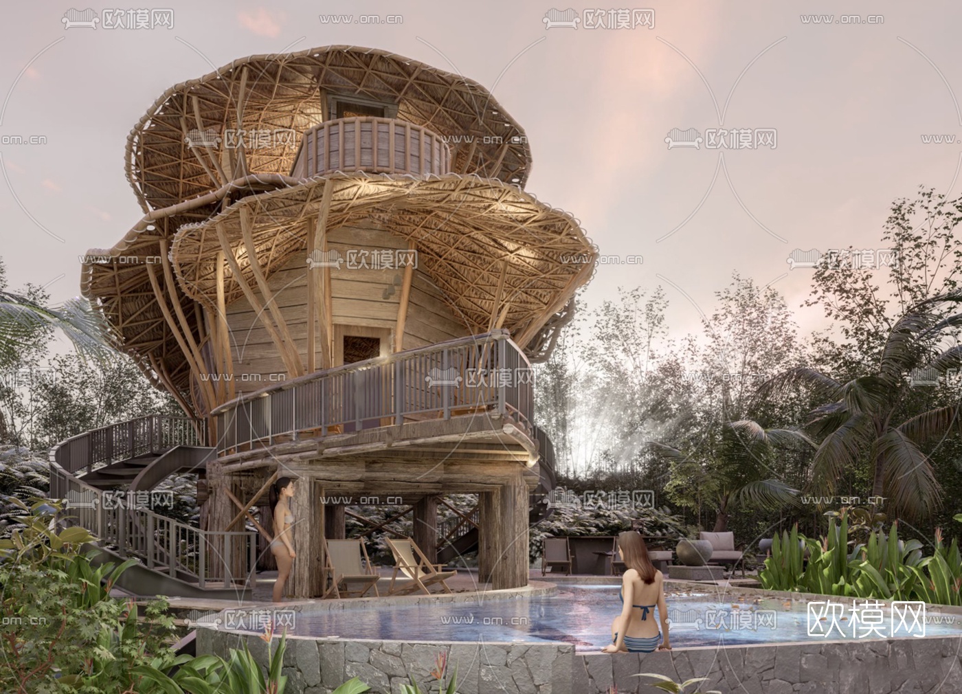 北欧木屋民宿su模型下载（渲染图1）